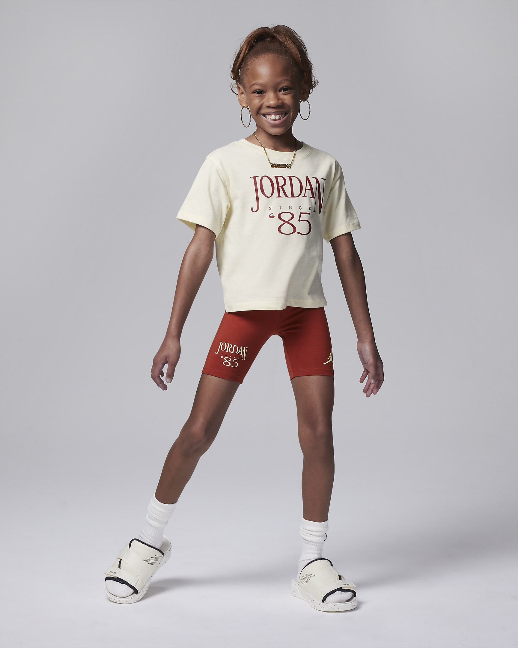 Jordan Brooklyn Mini Me Younger Kids' Bike Shorts Set - Dune Red