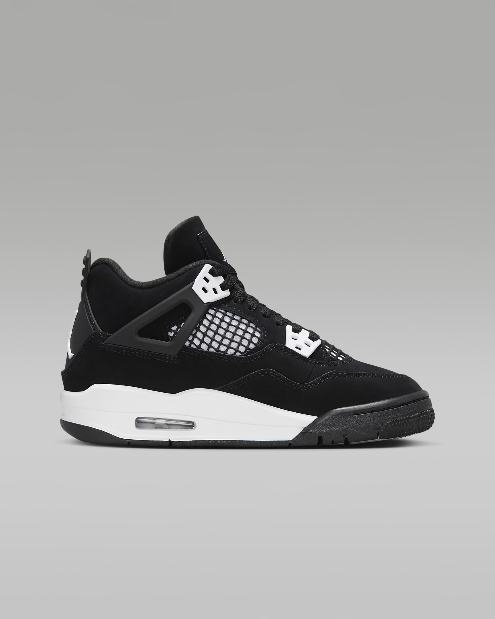 Air Jordan 4 Retro "White Thunder" Big Kids' Shoes - Black/Black/White