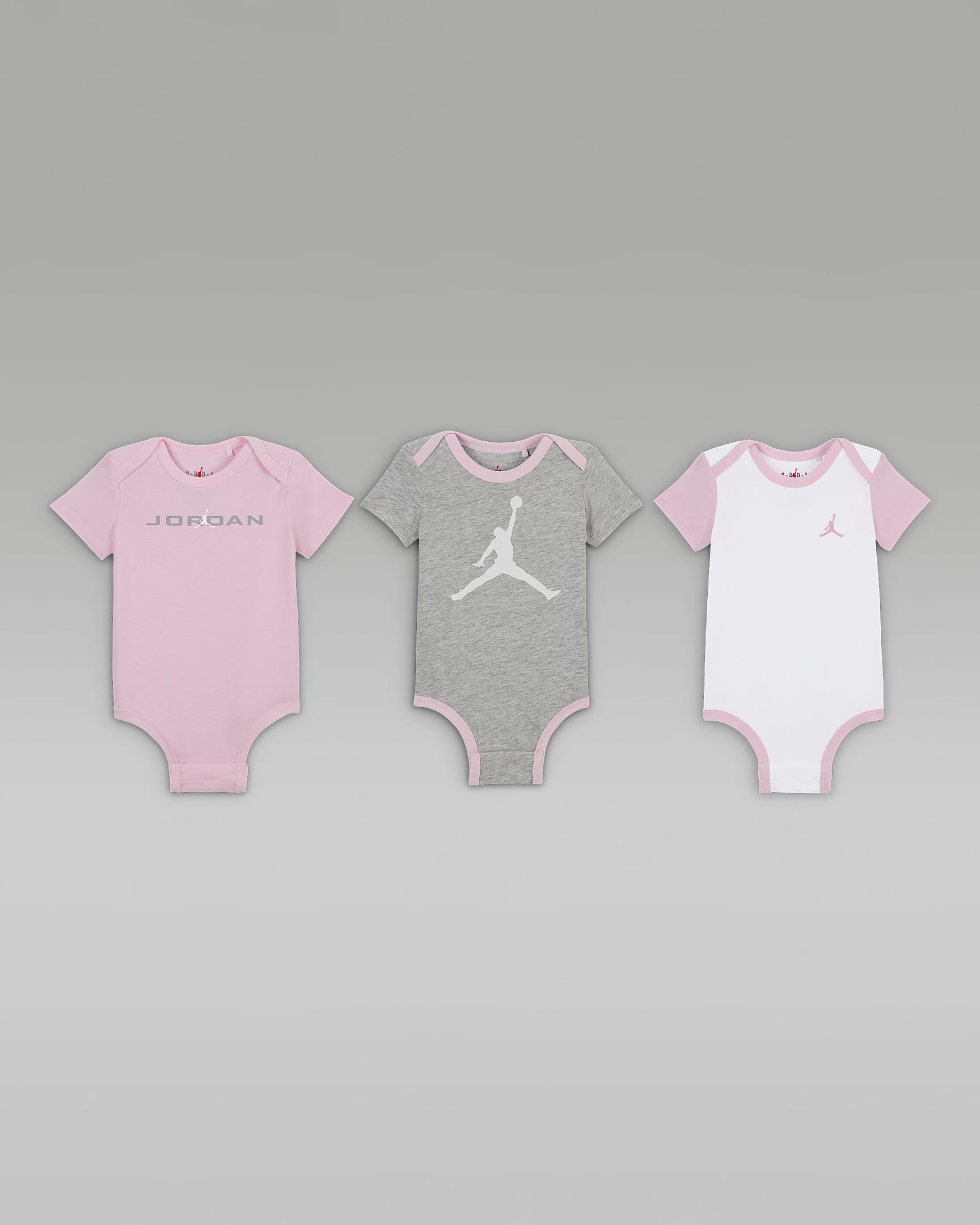 Jordan Brooklyn Essentials Baby (0–9M) Bodysuits (3-Pack) - Pink Foam