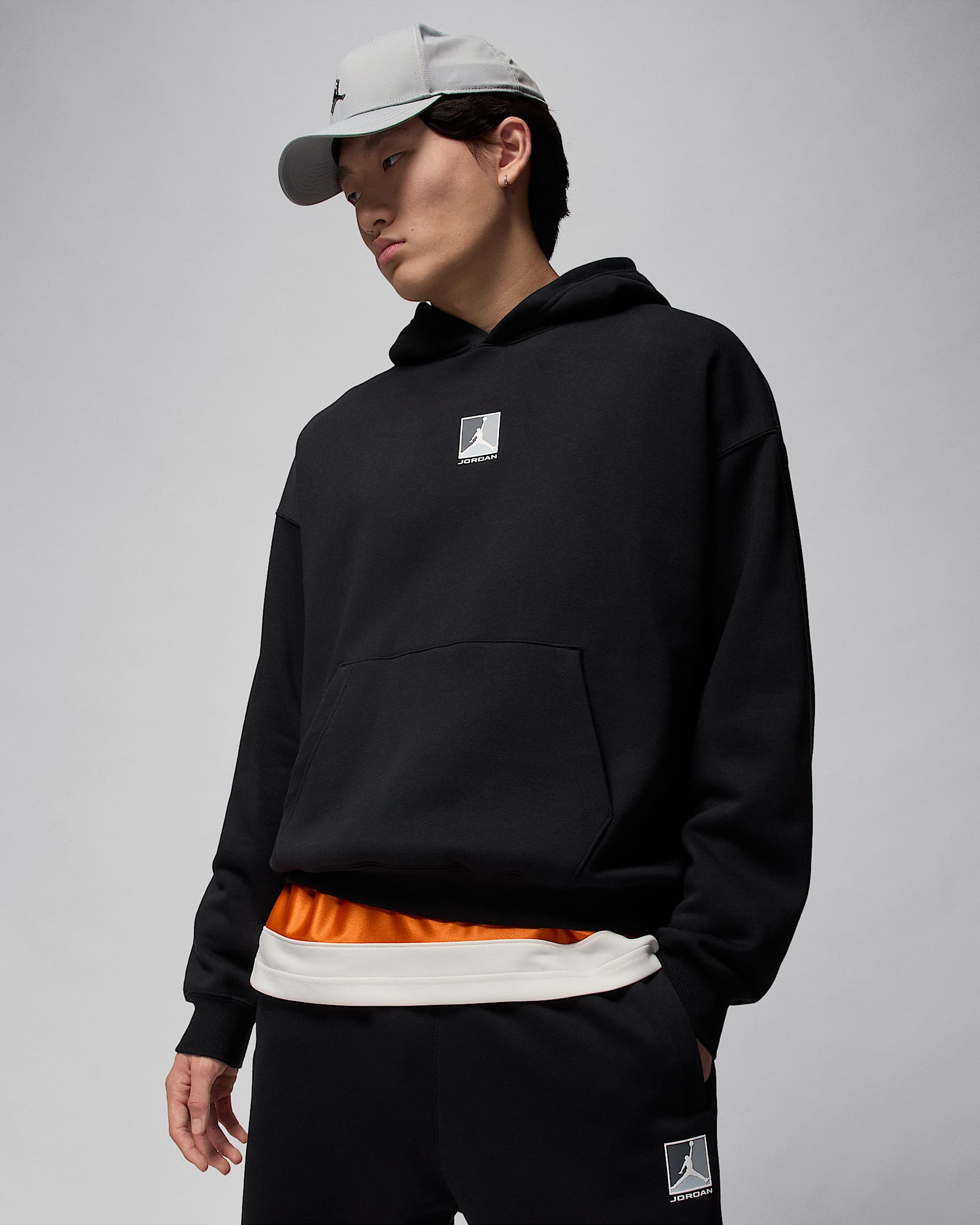 Jordan Brooklyn Fleece Grafikli Erkek Kapüşonlu Sweatshirt'ü - Siyah/Beyaz