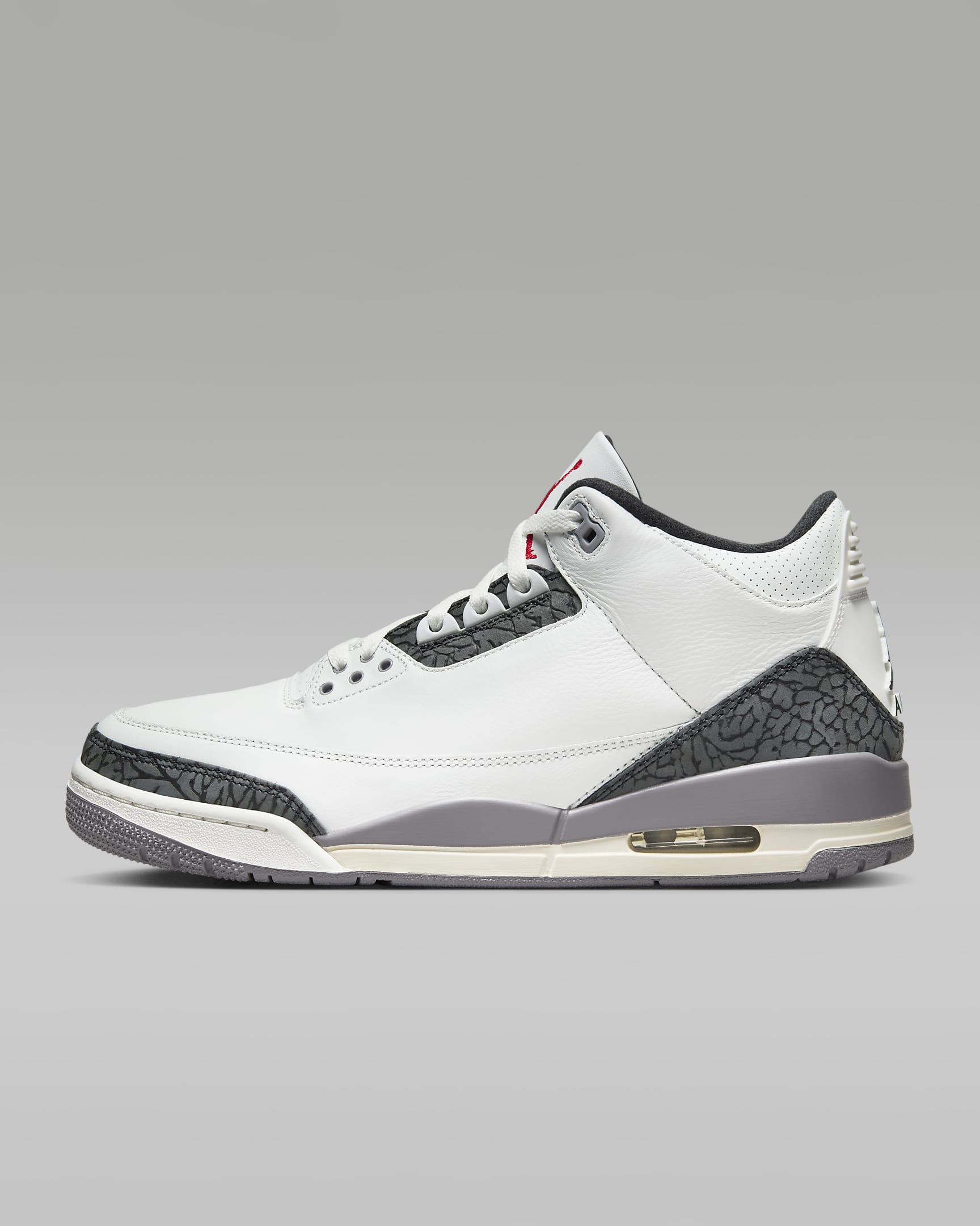 Tenis para hombre Air Jordan 3 Retro "Cement Grey" - Blanco cumbre/Gris cemento/Negro/Rojo pasión