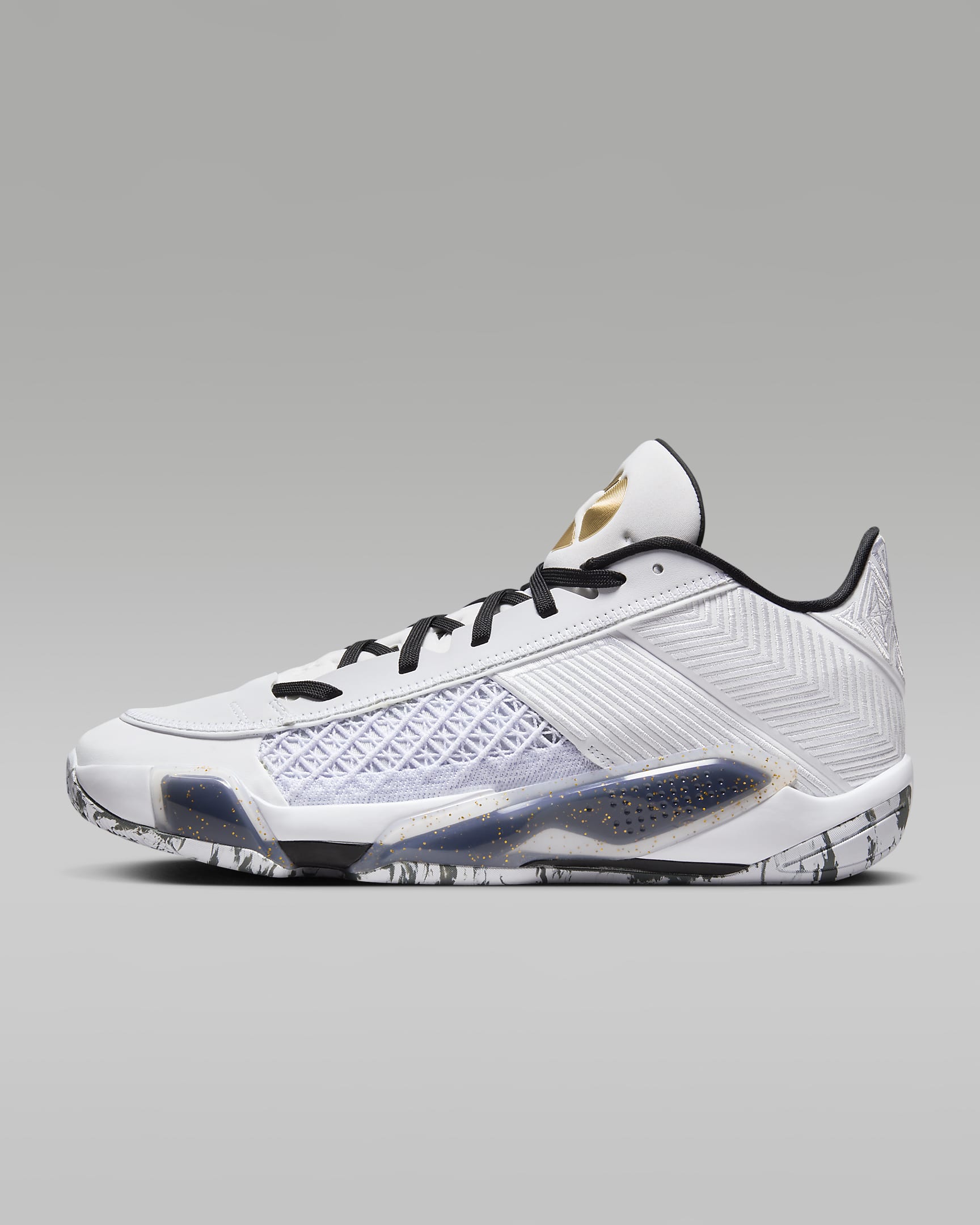 Παπούτσια μπάσκετ Air Jordan XXXVIII Low - Λευκό/Μαύρο/Pure Platinum/Metallic Gold