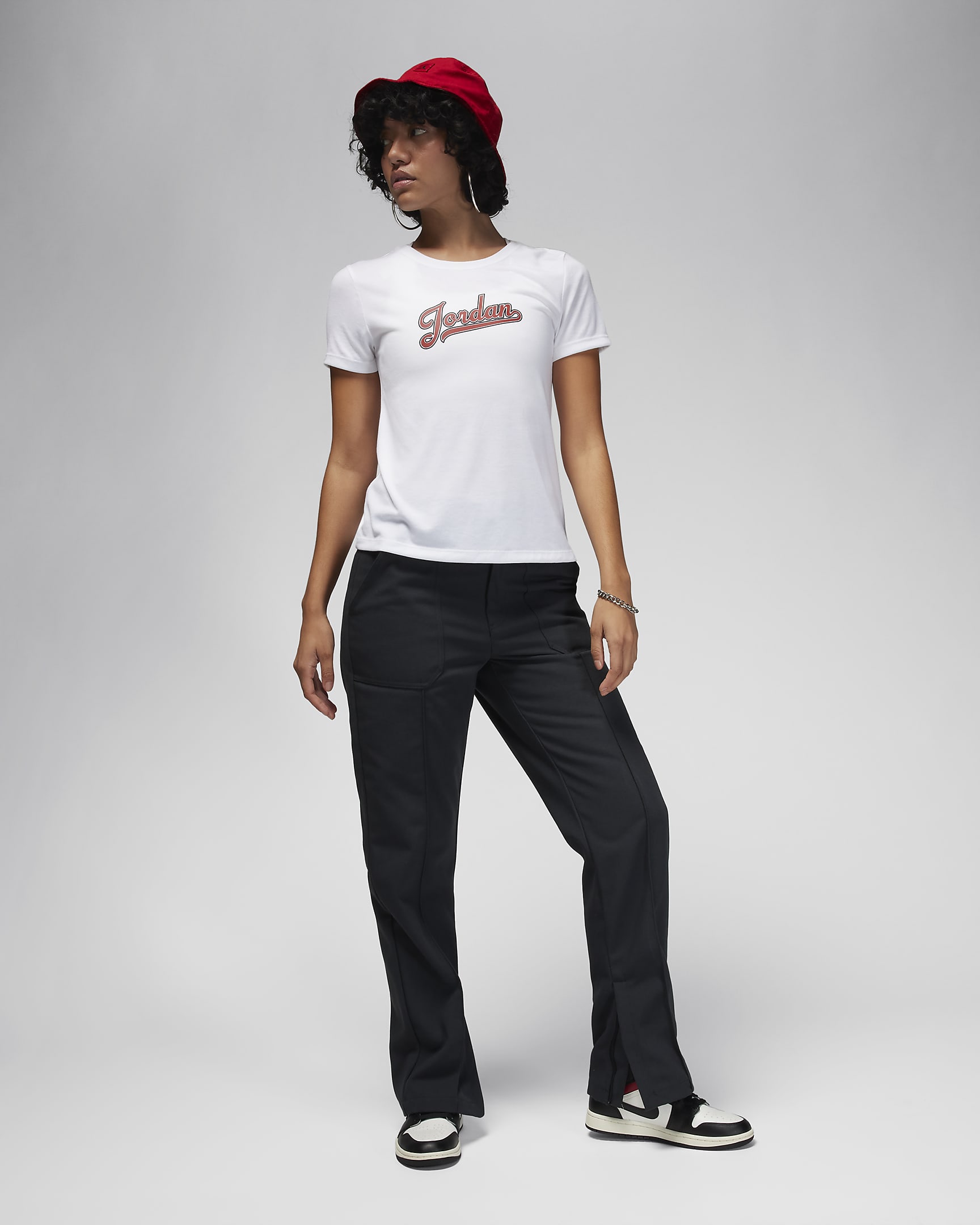 Jordan Women's Slim T-Shirt - White/Dune Red