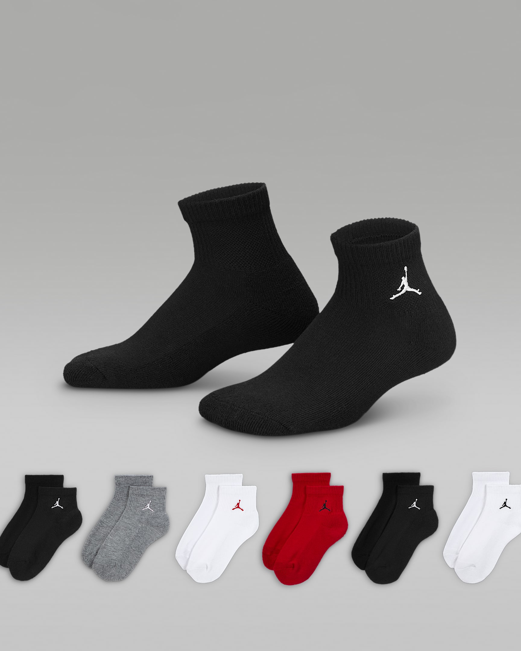 Jordan Everyday Essentials Big Kids' Ankle Socks (6 Pairs) - Gym Red