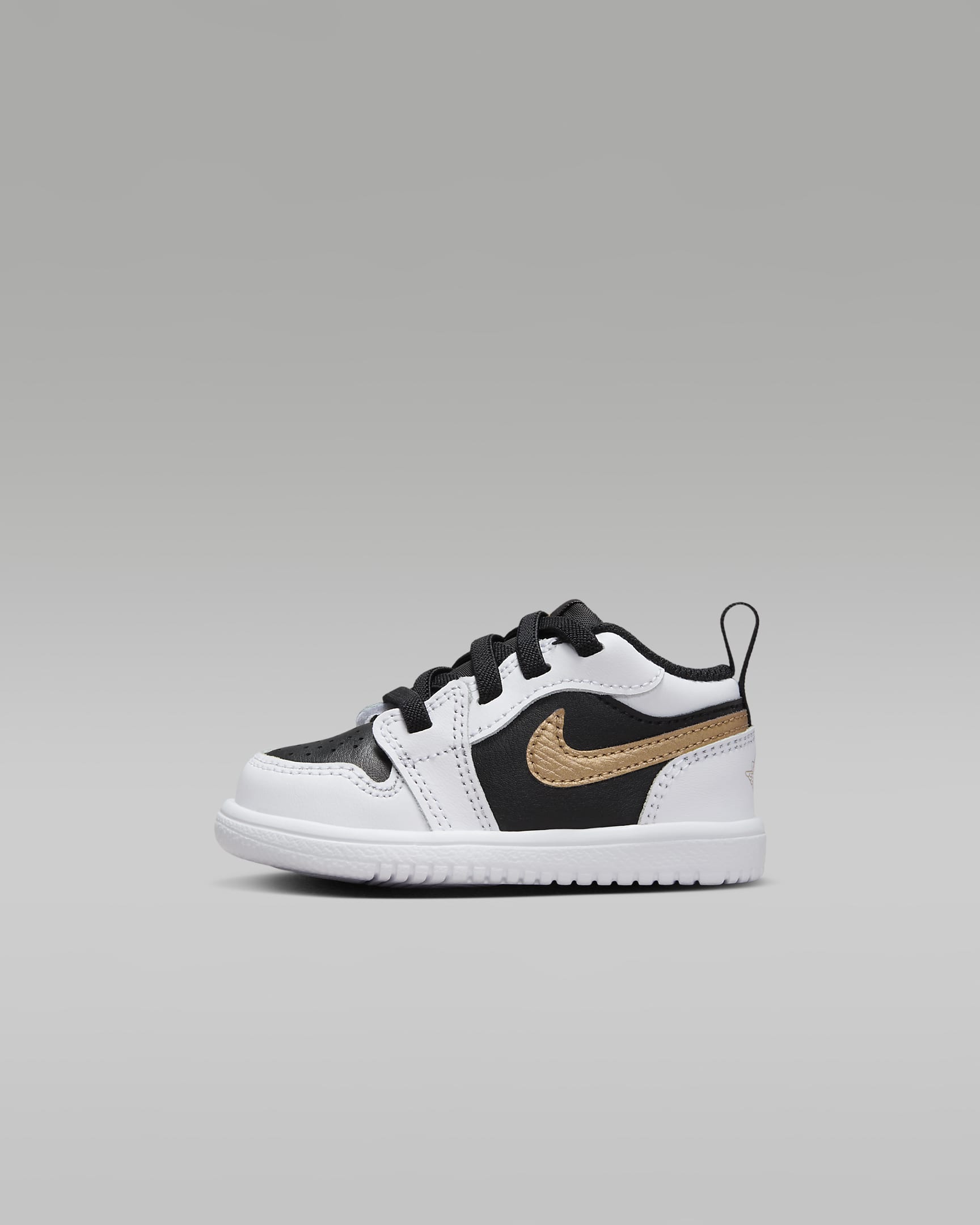 Tenis para bebé e infantil Jordan 1 Low Alt - Blanco/Negro/Oro metalizado