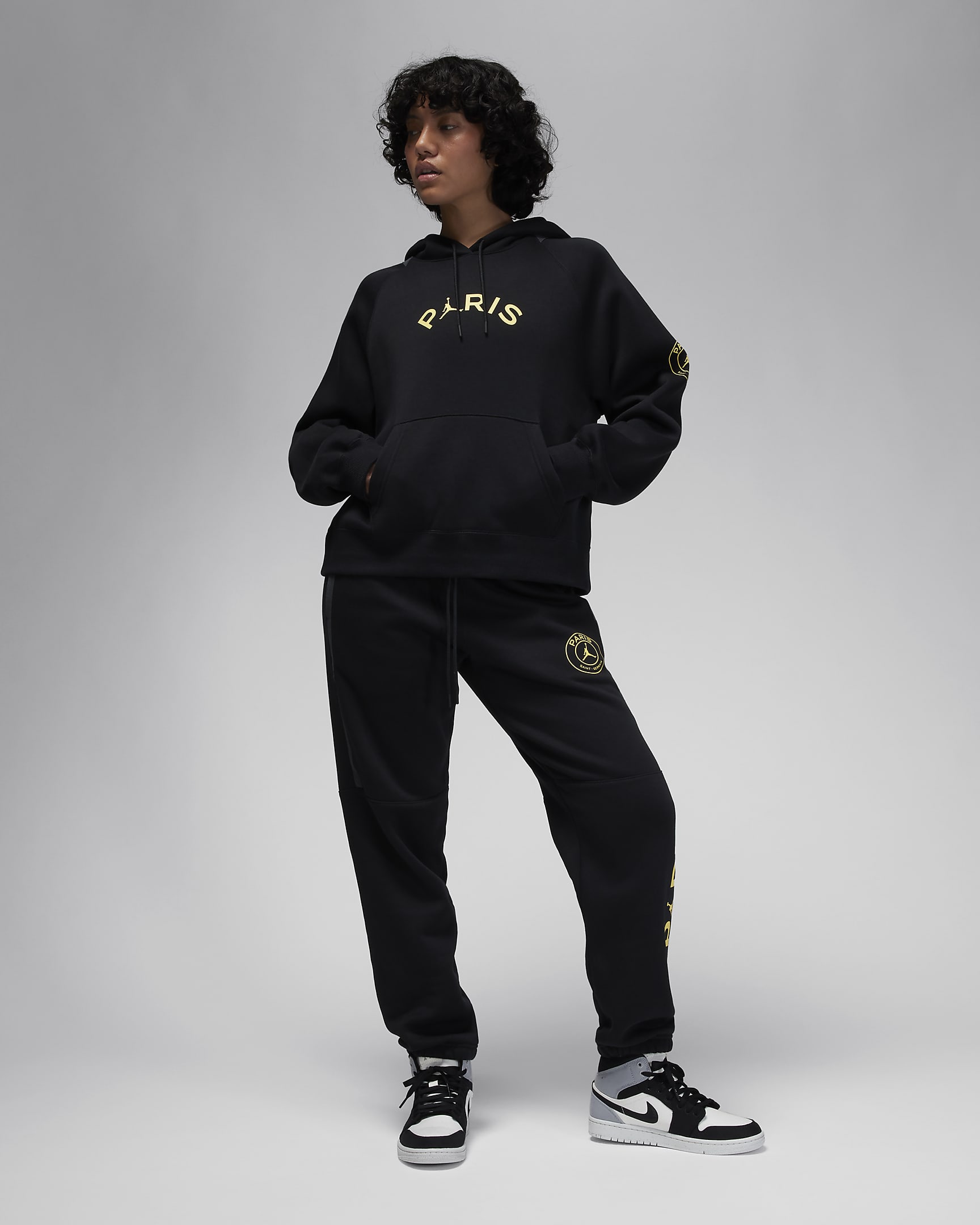 París Saint-Germain Brooklyn Fleece Sudadera con capucha de fútbol Jordan - Mujer - Negro/Anthracite