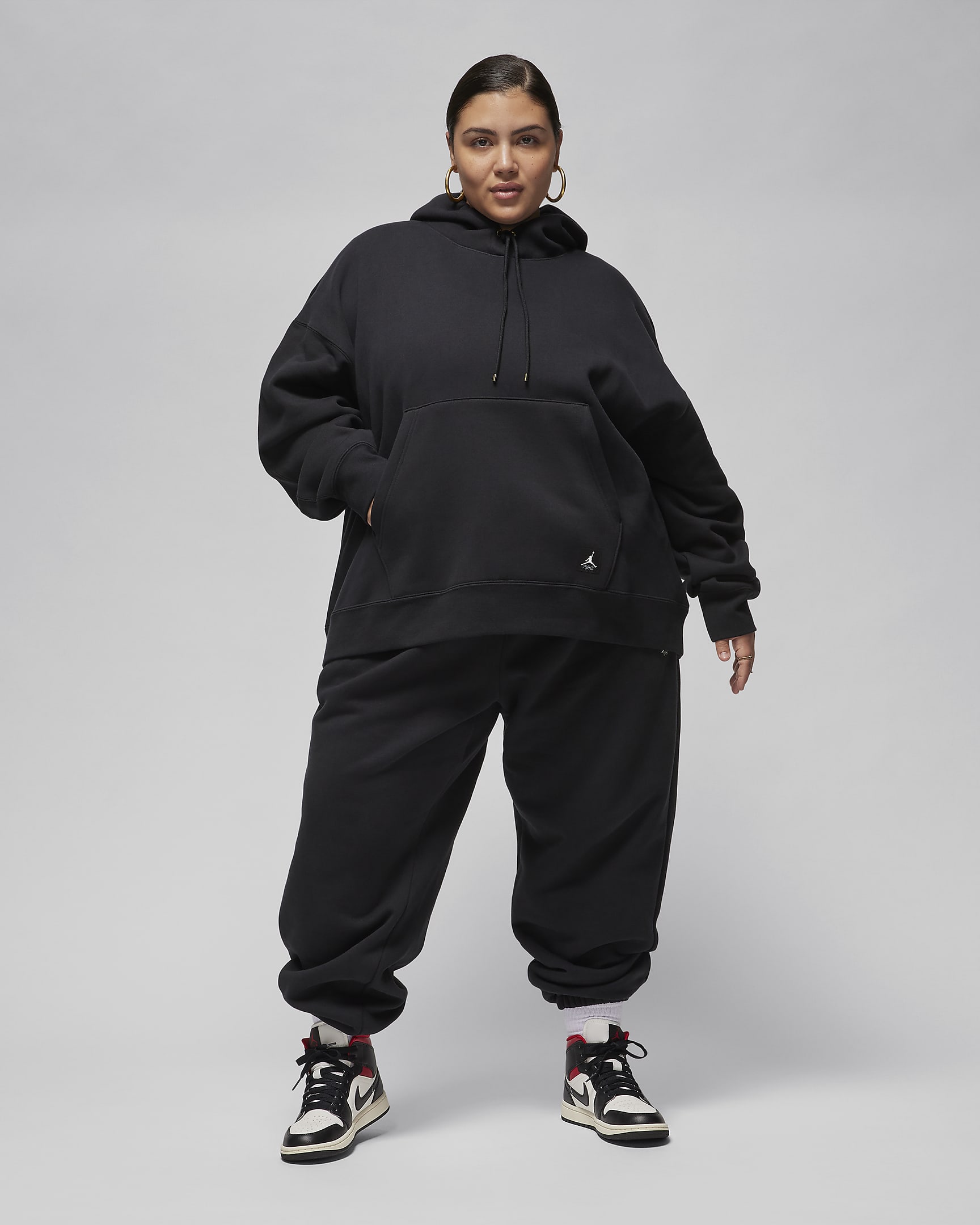 Jordan Flight Fleece Women's Pullover Hoodie (Plus Size) - Black