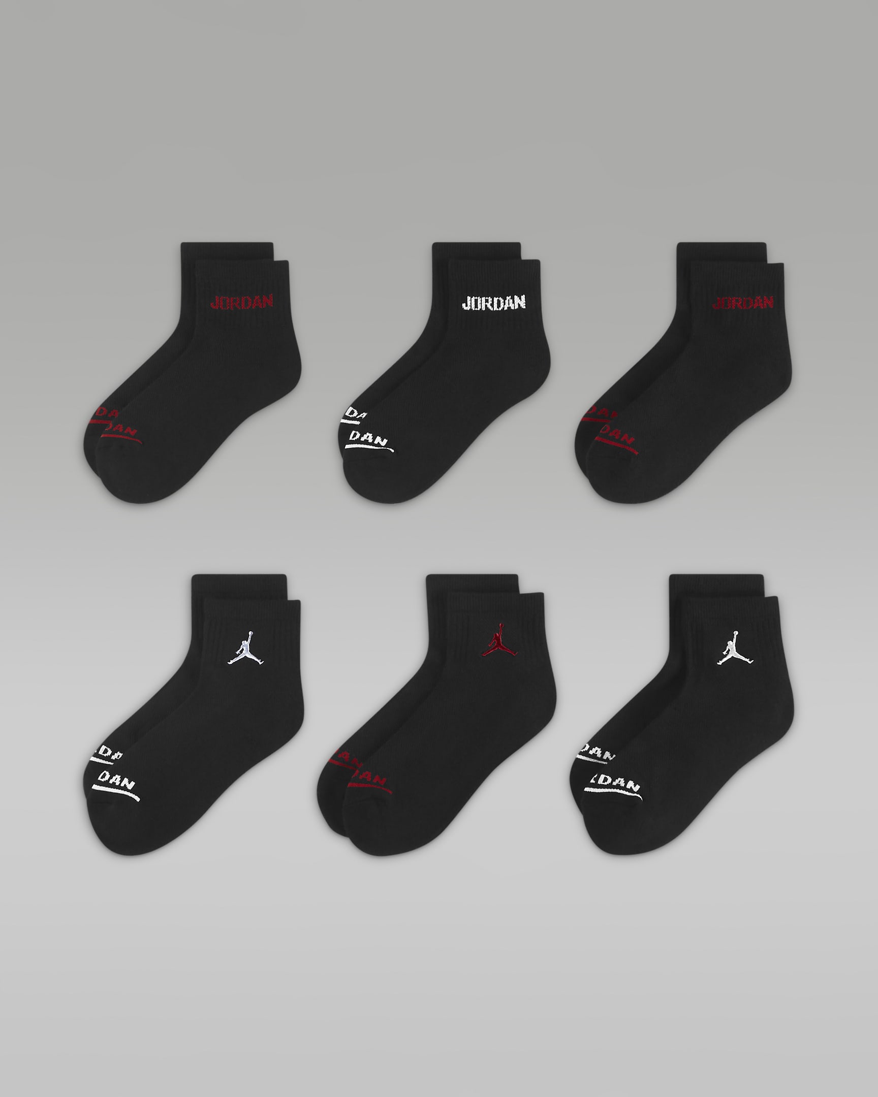 Jordan Legend Big Kids' Ankle Socks (6 Pairs) - Black