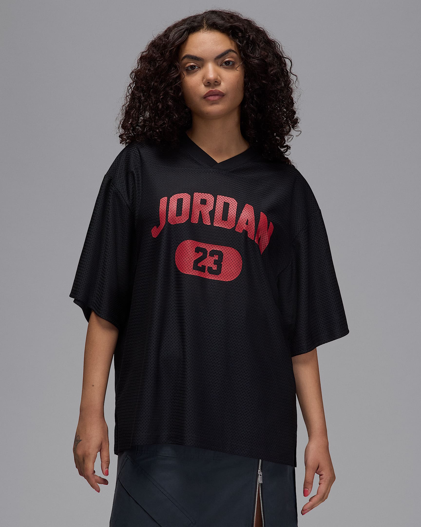 Jordan Brooklyn Women's Mesh Top - Black/Gym Red