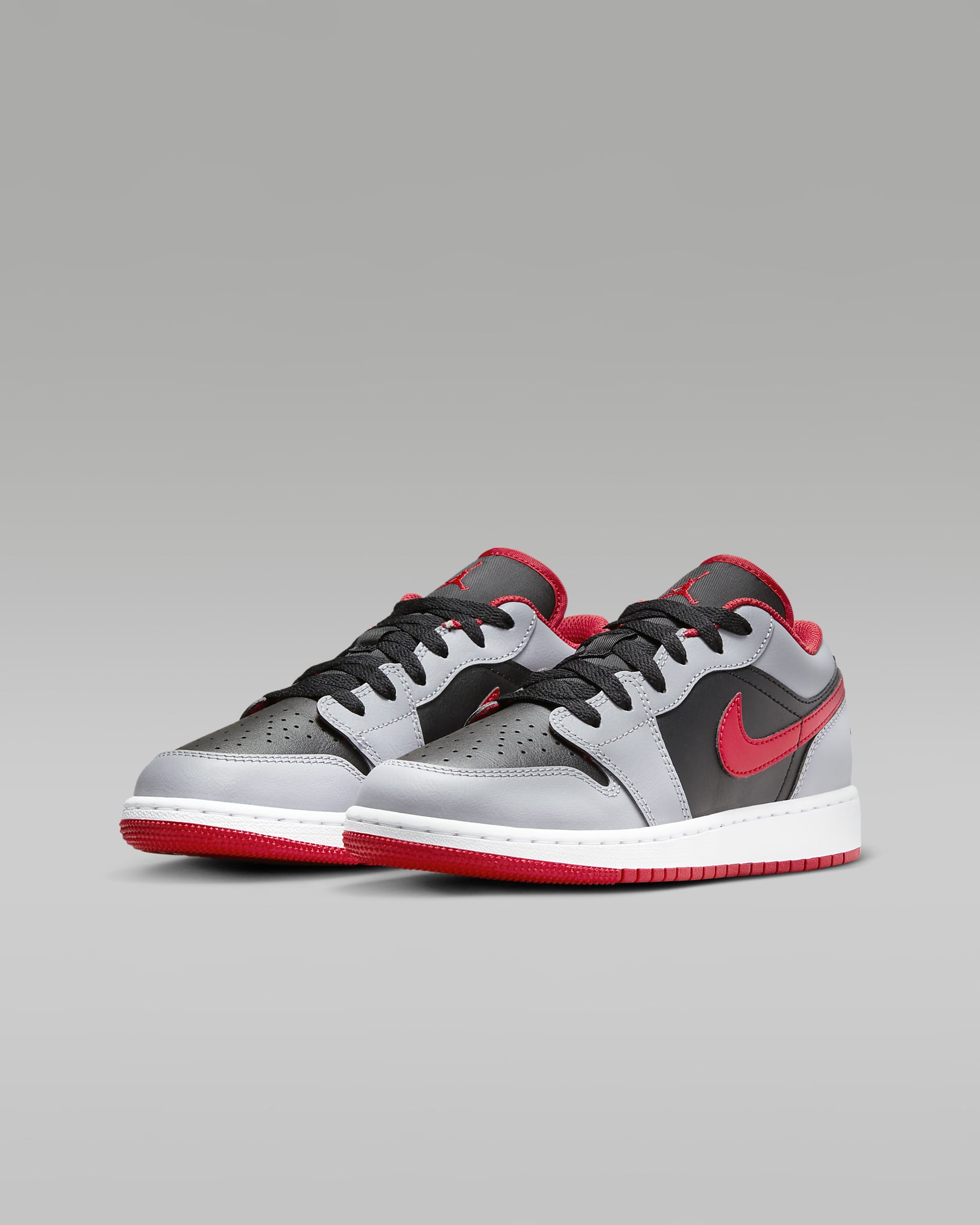 Air Jordan 1 Low Big Kids' Shoes - Black/Cement Grey/White/Fire Red