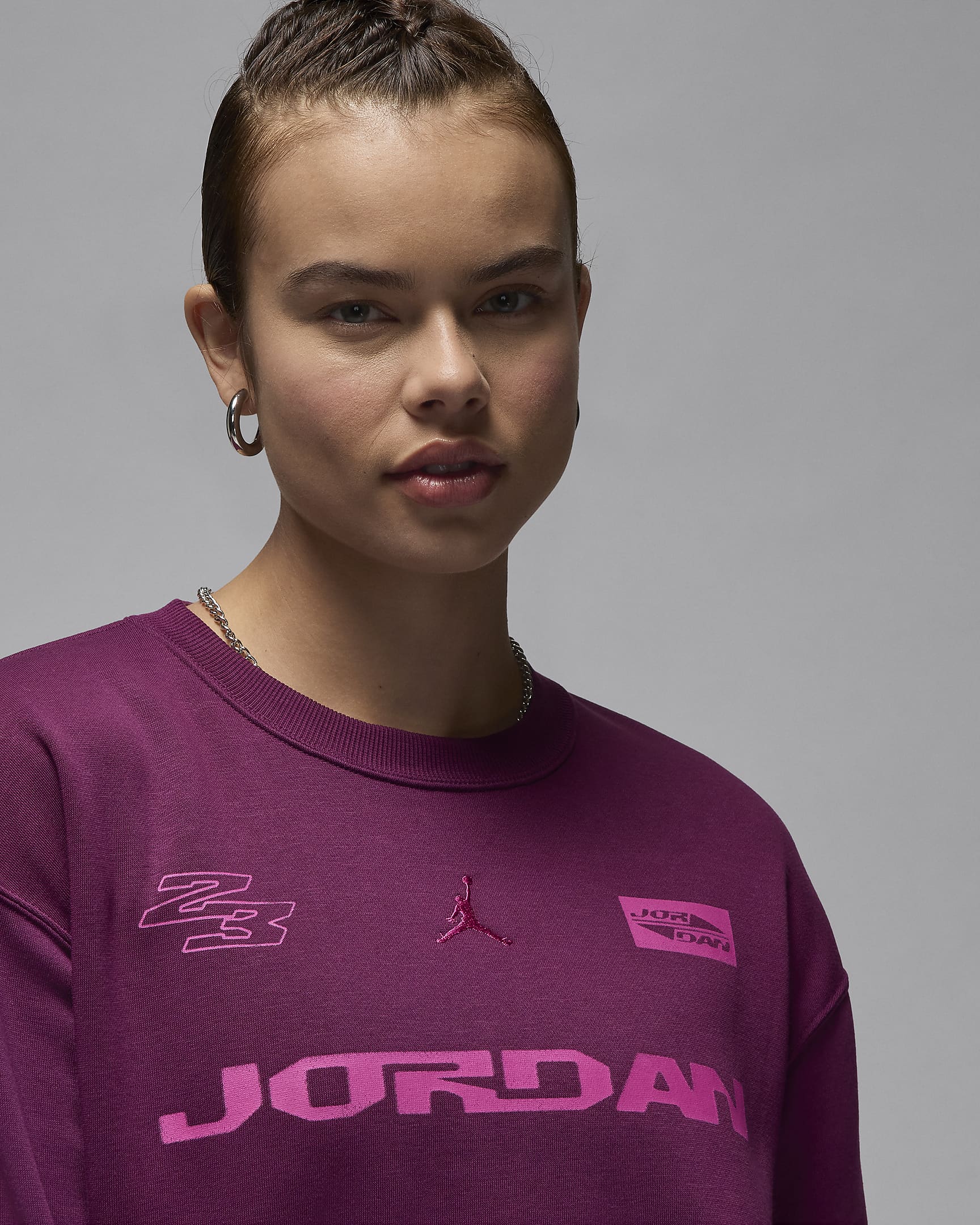 Sweatshirt de gola redonda Jordan Brooklyn Fleece para mulher - Bordô/Rosa Active