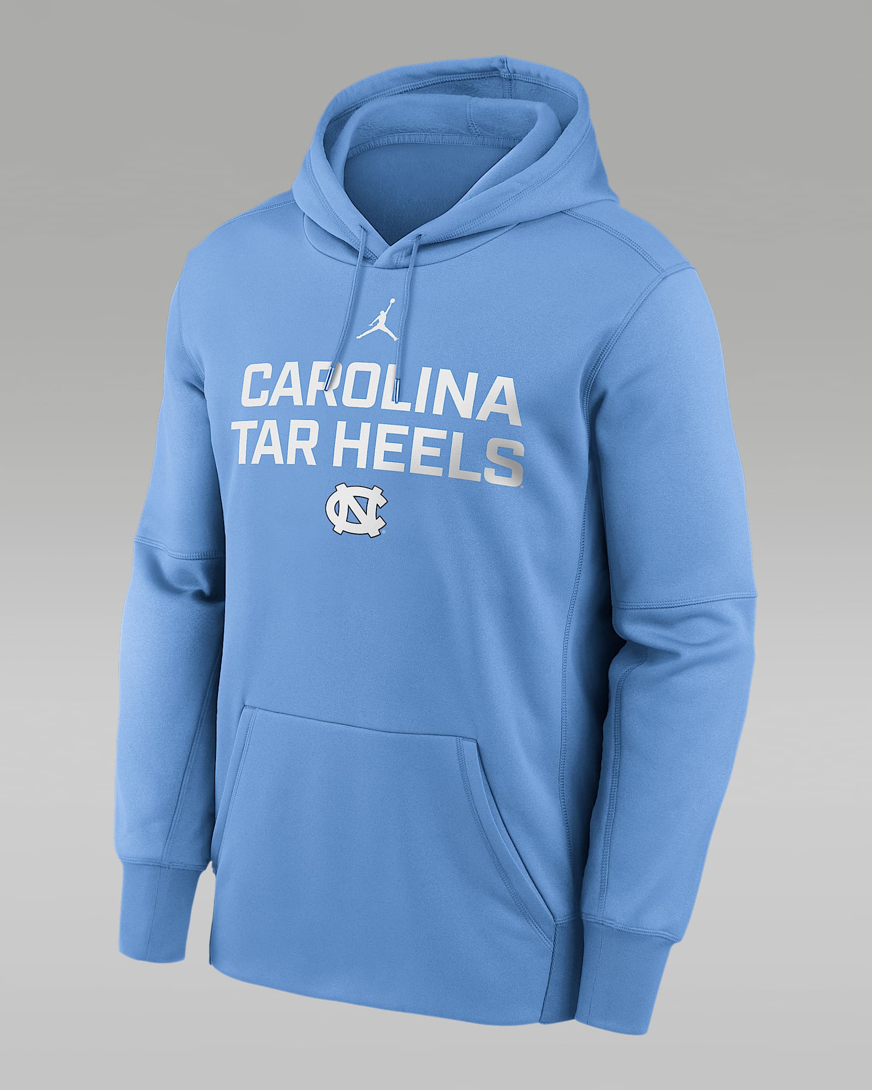 North Carolina Team Stacked Men’s Nike Therma College Pullover Hoodie - Light Blue