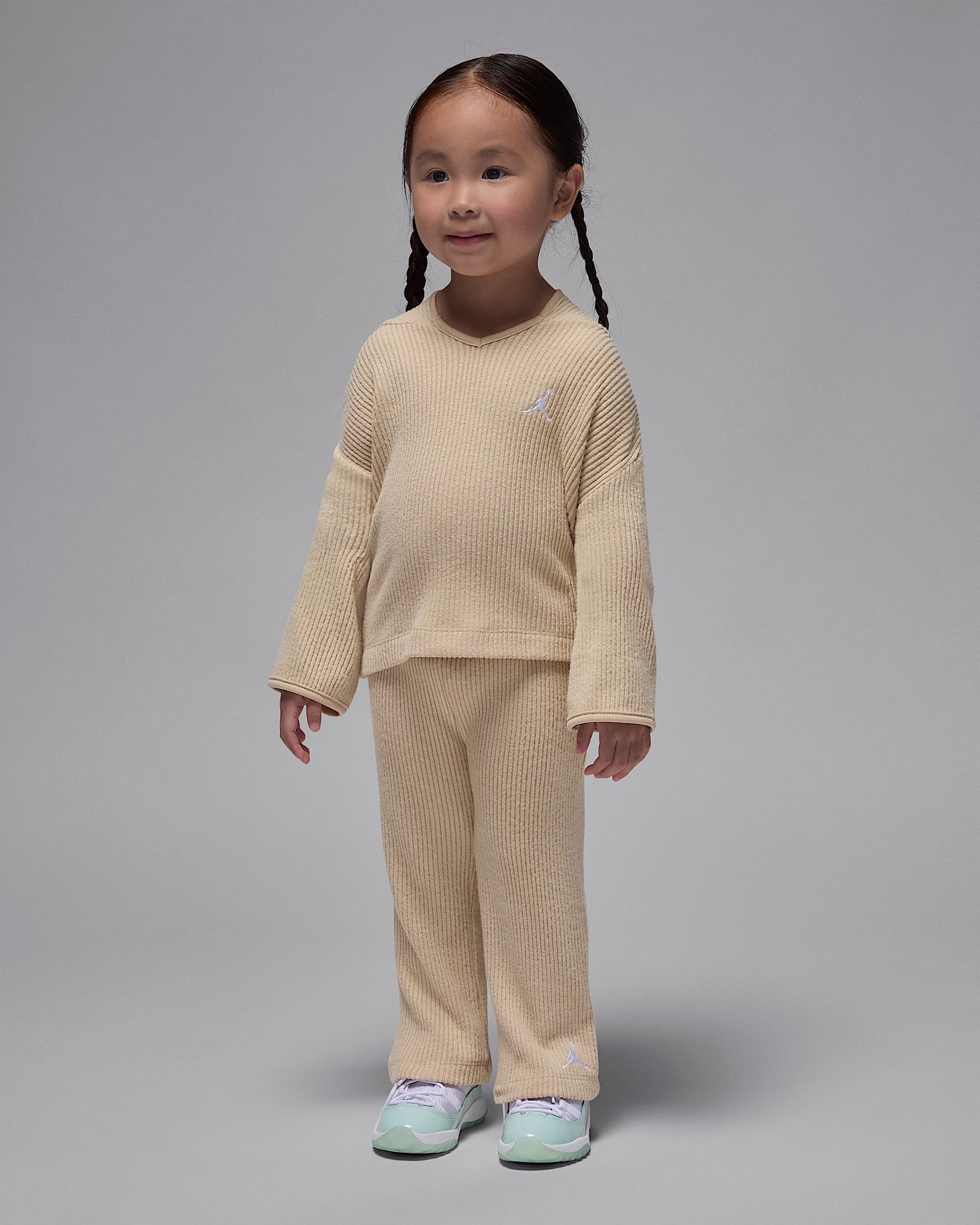 Conjunto de 2 piezas de sudadera sin cierre Heir To The Crown de tela de canalé infantil Jordan - Duna
