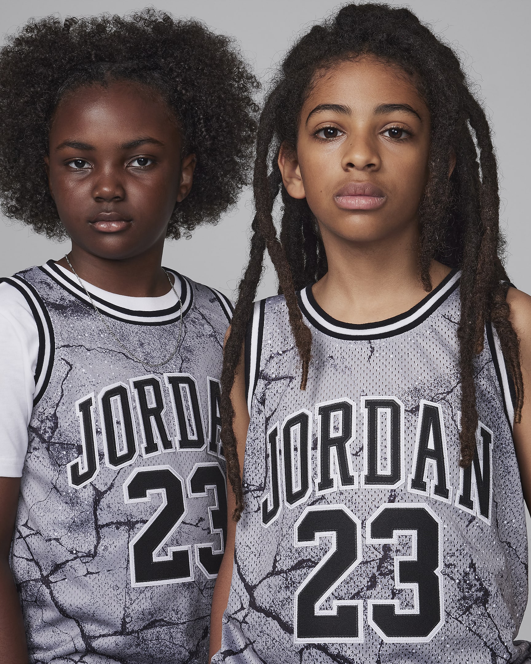 Jordan 23 Striped Jersey Older Kids' Top - Cement Grey