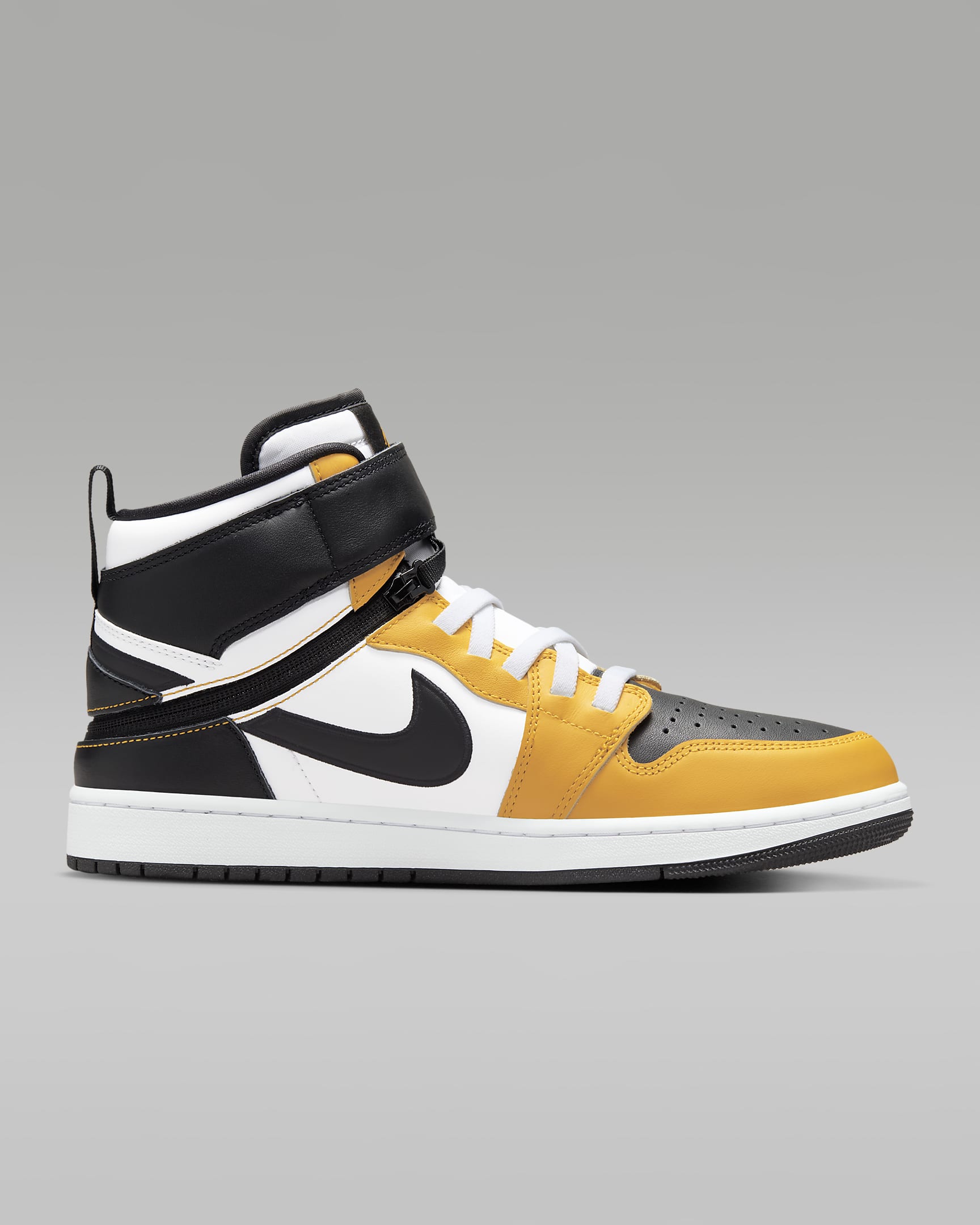 Air Jordan 1 Hi FlyEase Herenschoenen - Wit/Yellow Ochre/Wit/Zwart