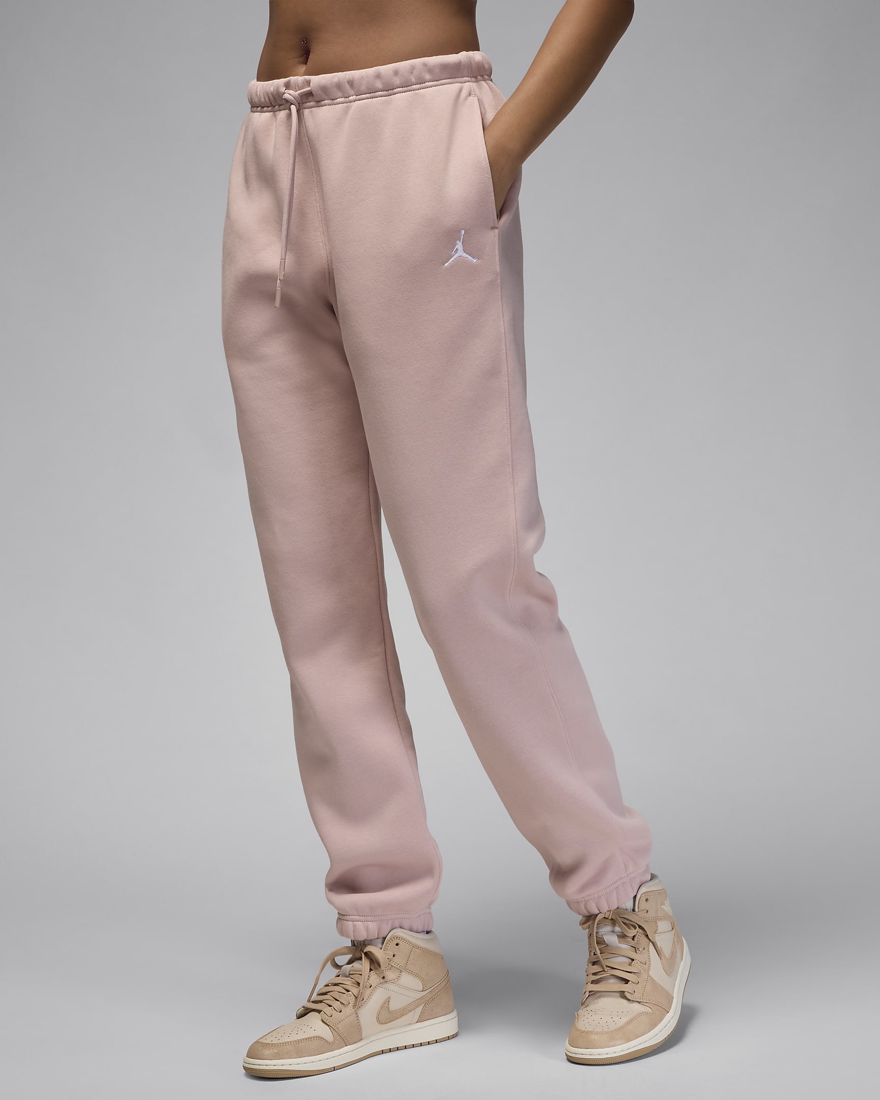 Pants para mujer Jordan Brooklyn Fleece - Rosa Oxford/Blanco
