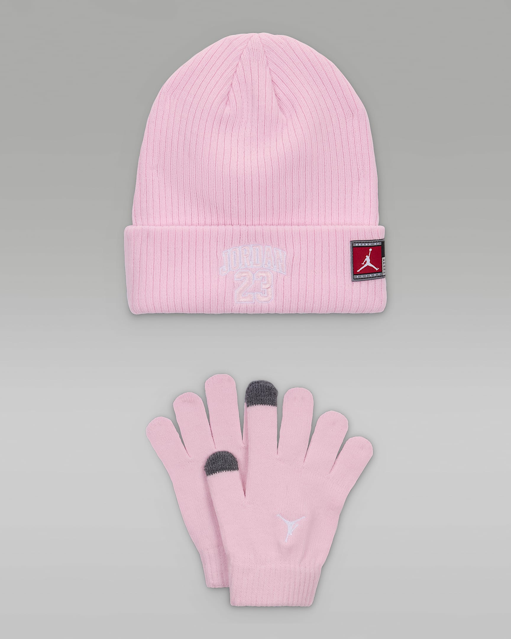 Jordan tweedelige 23 Jersey beanieset voor kids - Pink Foam
