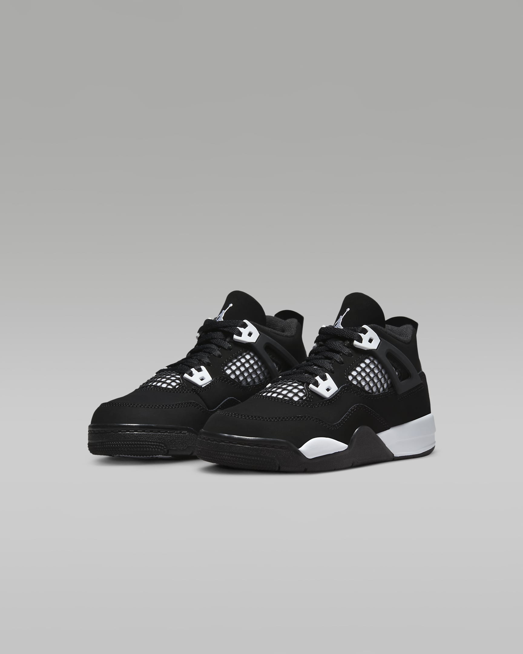 Jordan 4 Retro 'White Thunder' Younger Kids' Shoes - Black/Black/White