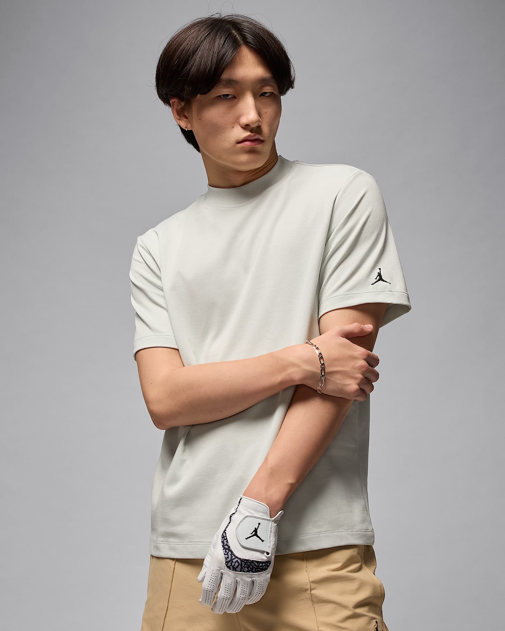 Jordan Sport Men's Dri-FIT Mock-Neck Golf Top - Light Silver/Black