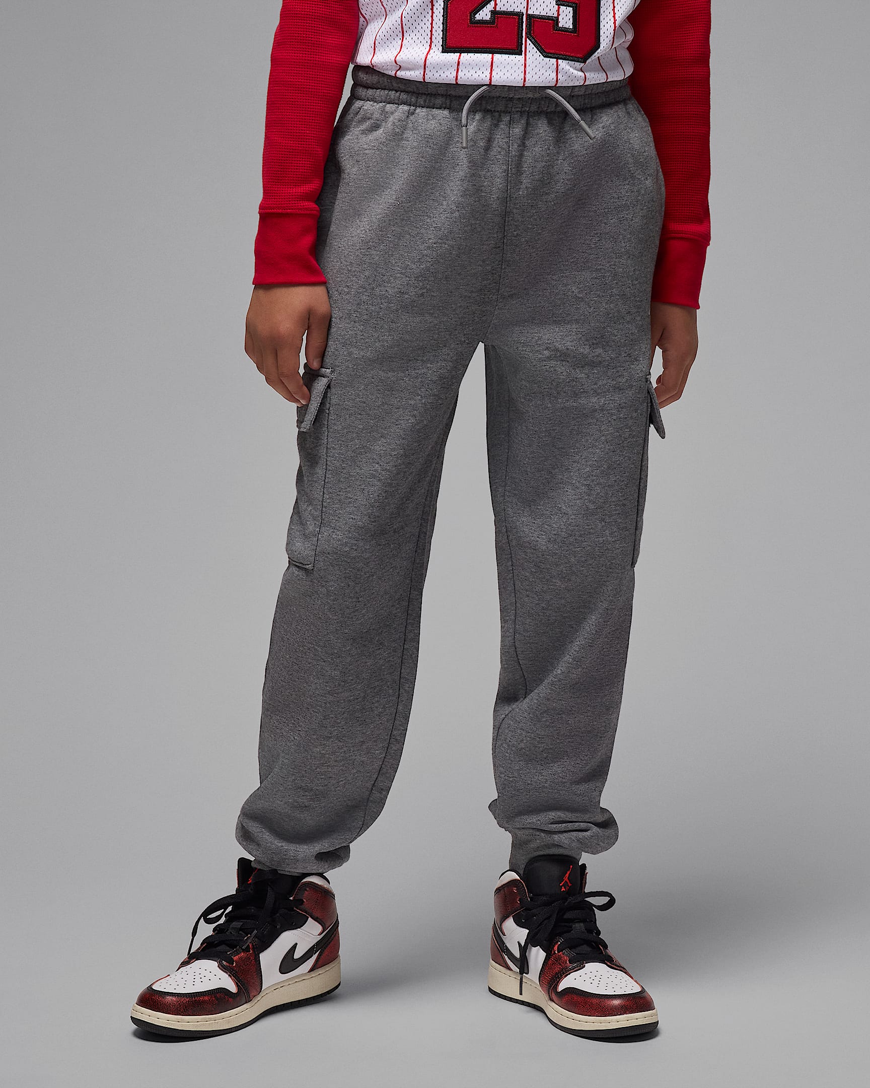 Jordan My Brooklyn Essentials cargobroek van fleece voor kids - Carbon Heather
