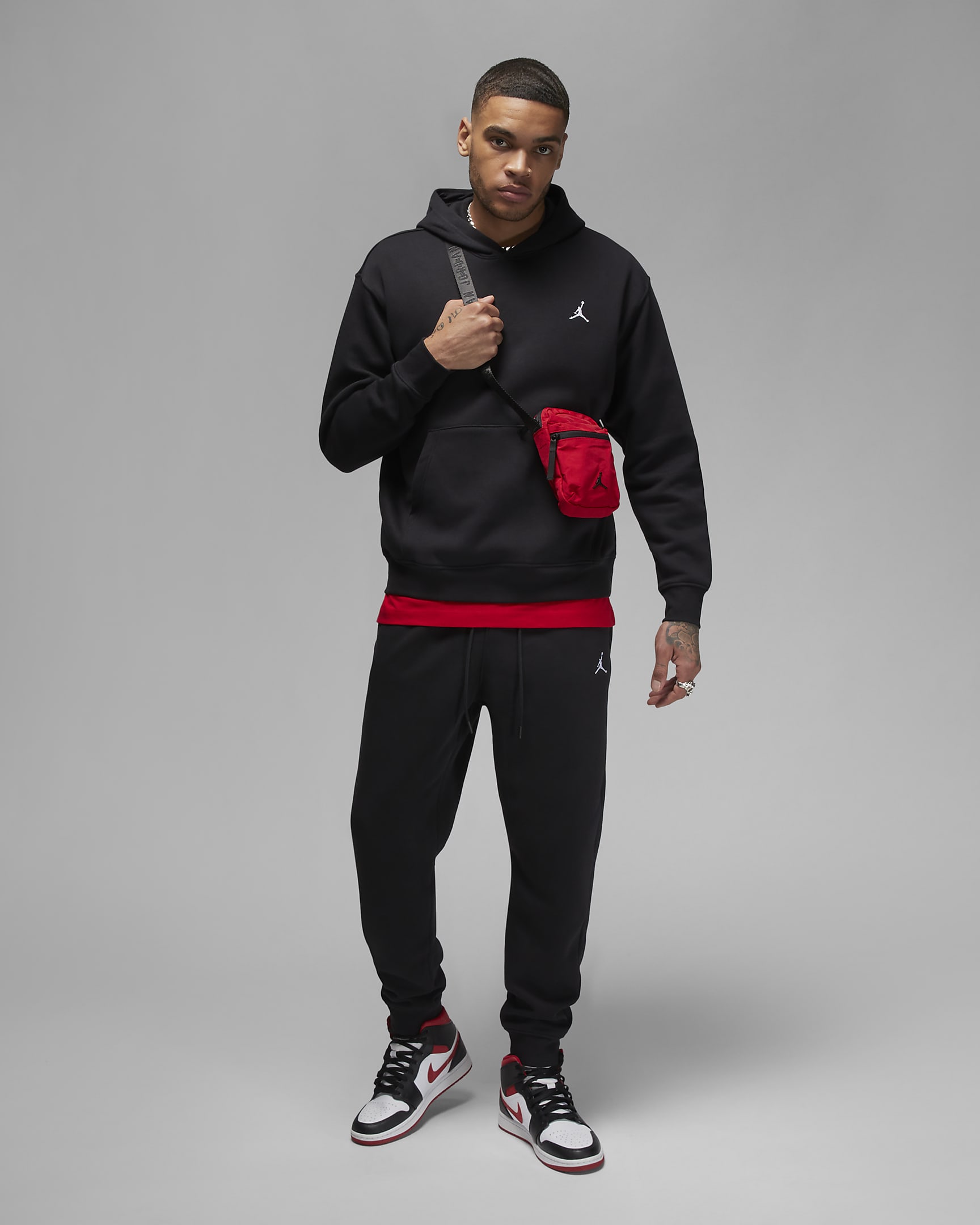 Sweat à capuche imprimé Jordan Brooklyn Fleece pour homme - Noir/Blanc