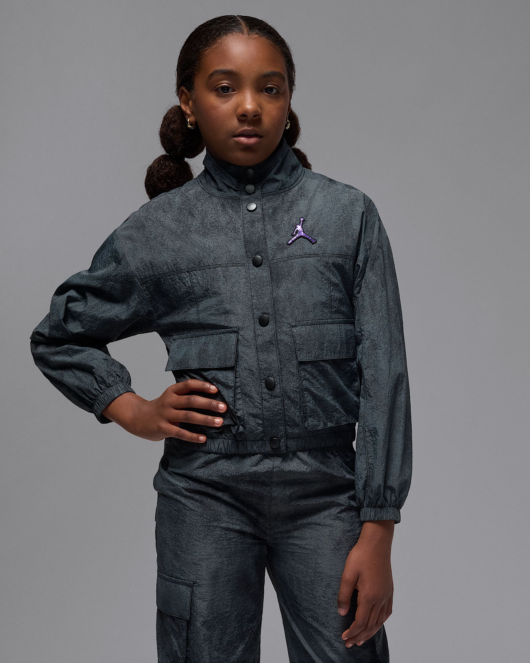 Jordan Blue Jeans and Bling Big Kids' Lightweight Jacket - Black
