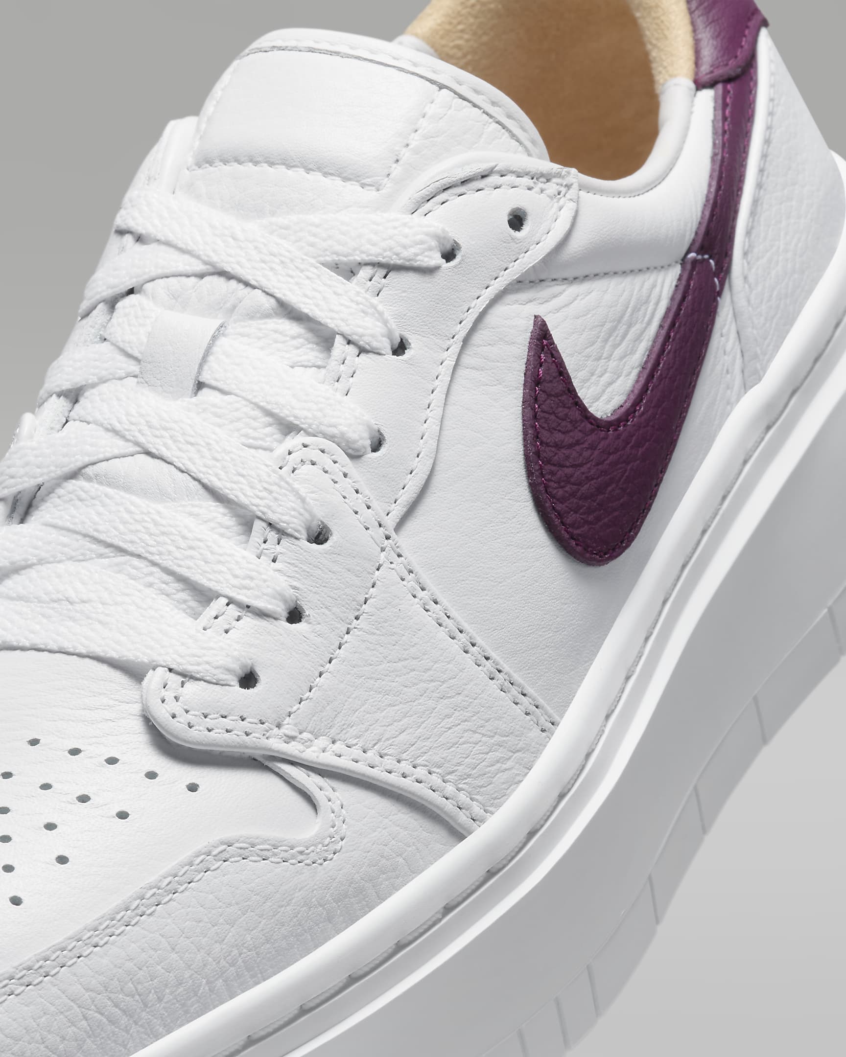 Air Jordan 1 Elevate Low Shoes - White/White/White Onyx/Bordeaux