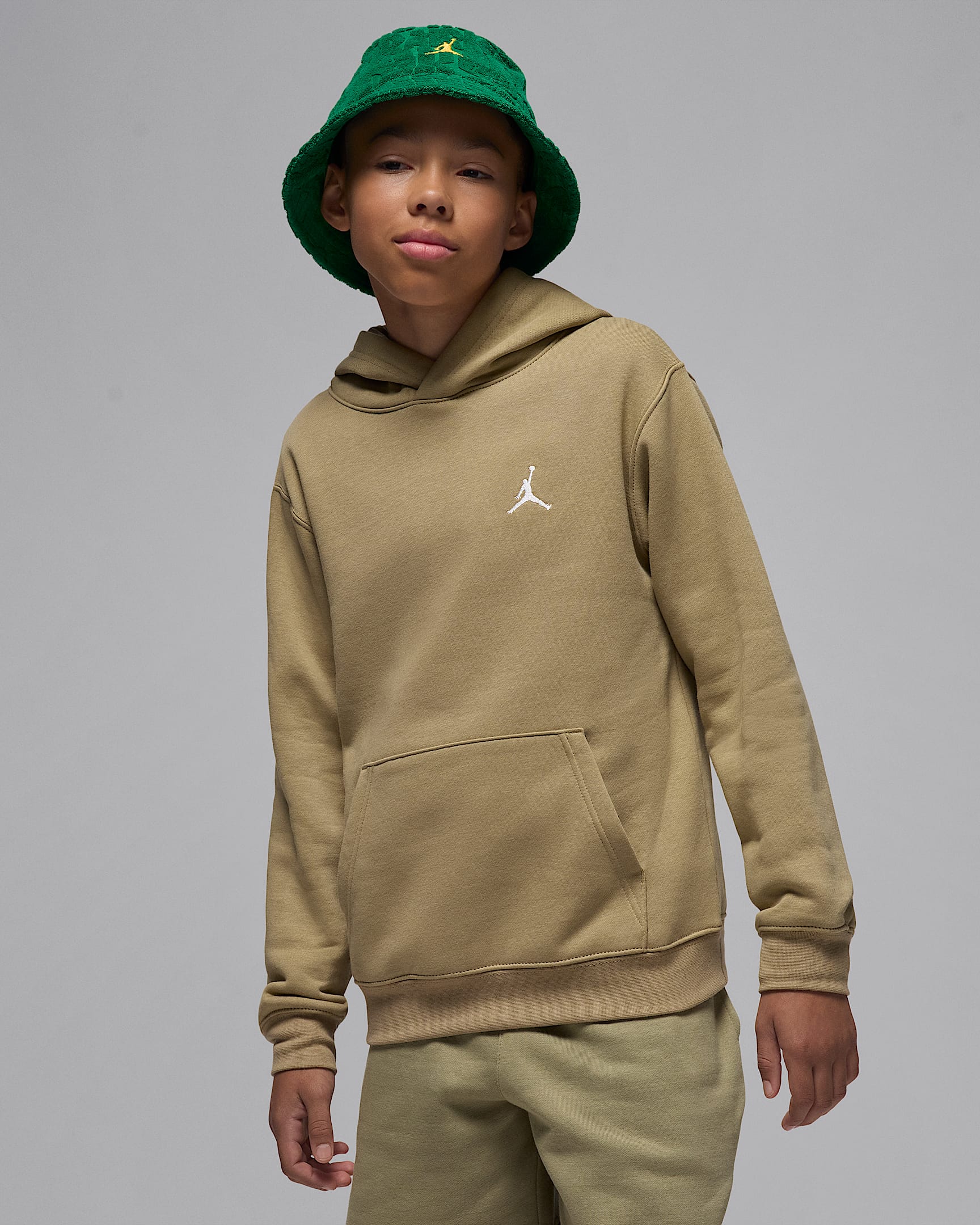 Jordan Brooklyn Fleece Big Kids' Pullover Hoodie - Medium Khaki