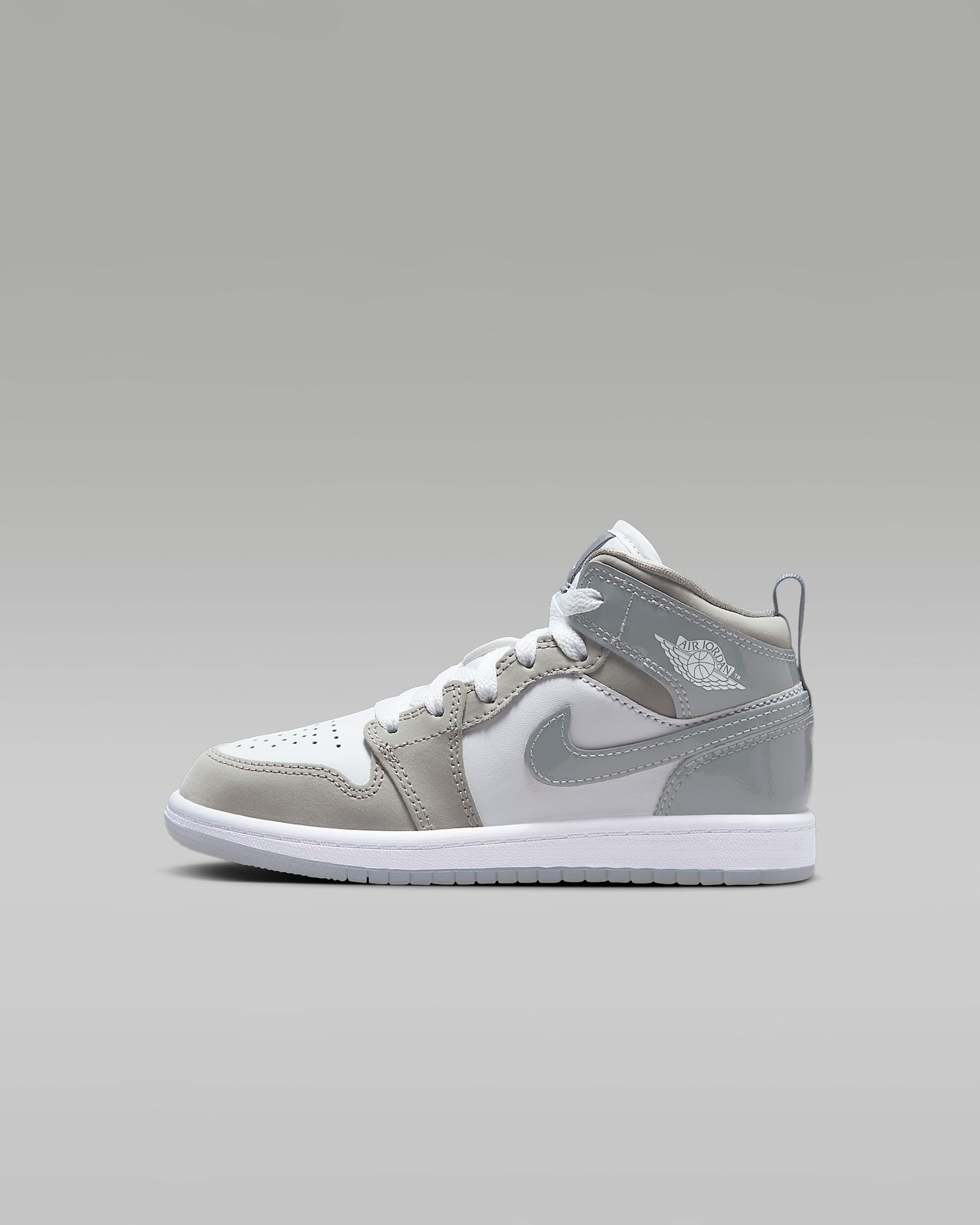 Jordan 1 Mid SE Little Kids' Shoes - White/Medium Grey/Cool Grey