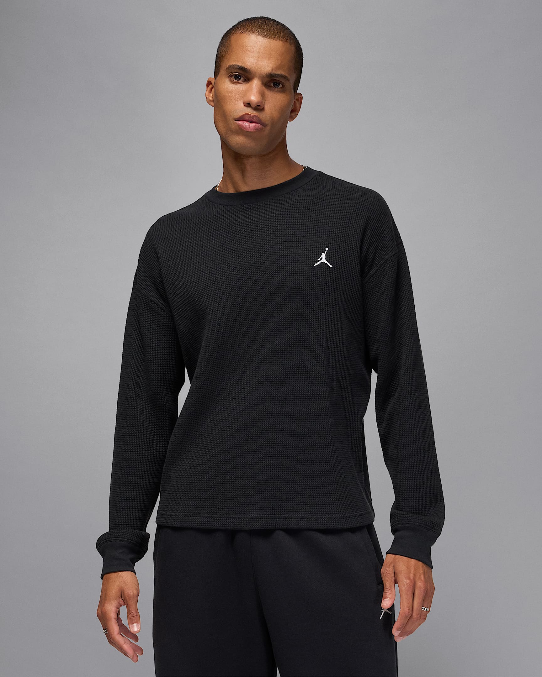 Jordan Flight Mountainside Men's Long-Sleeve Waffle Shirt - Black/White