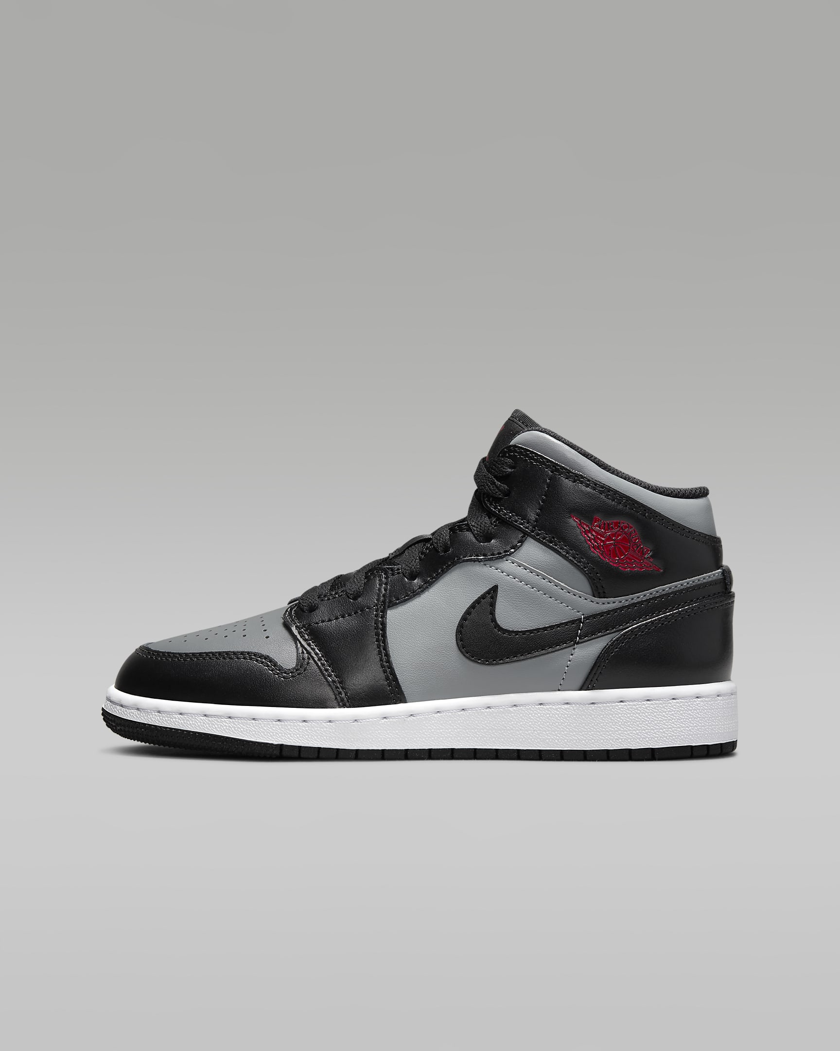 Calzado para niños talla grande Jordan 1 Mid - Negro/Gris partícula/Blanco/Rojo gimnasio