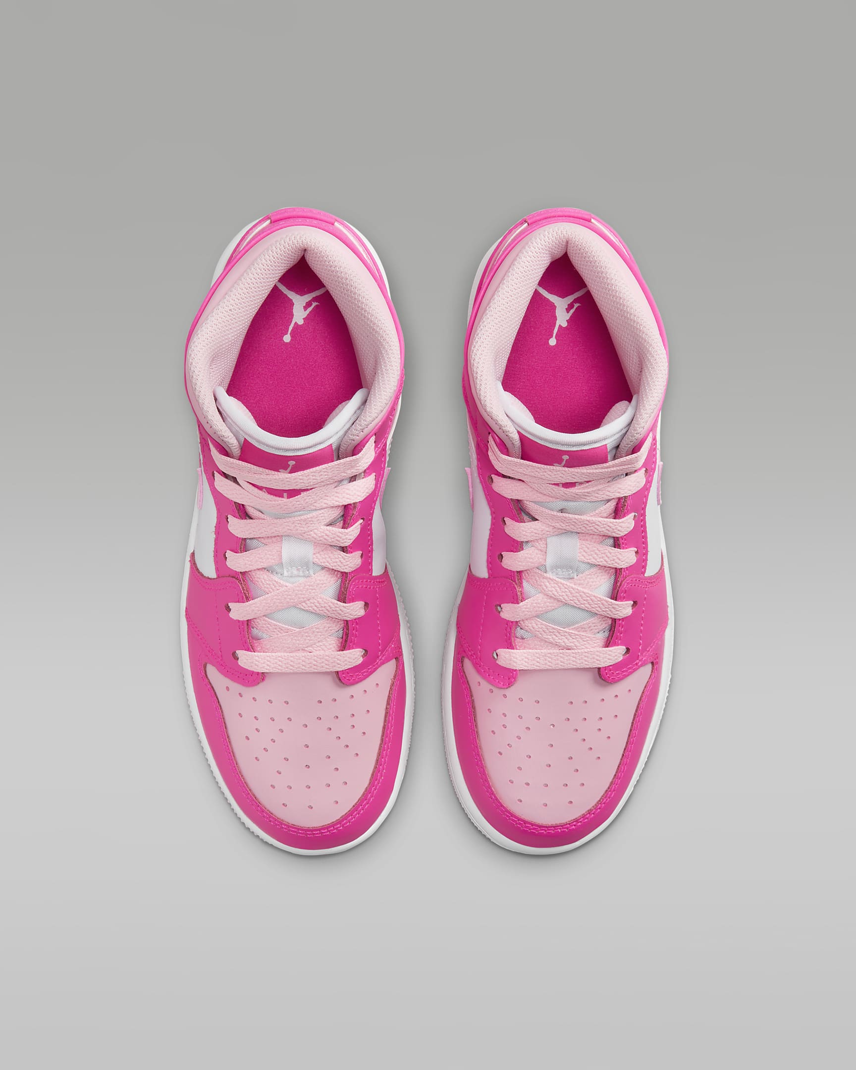 Air Jordan 1 Mid Schuh für ältere Kinder - Weiß/Fierce Pink/Medium Soft Pink