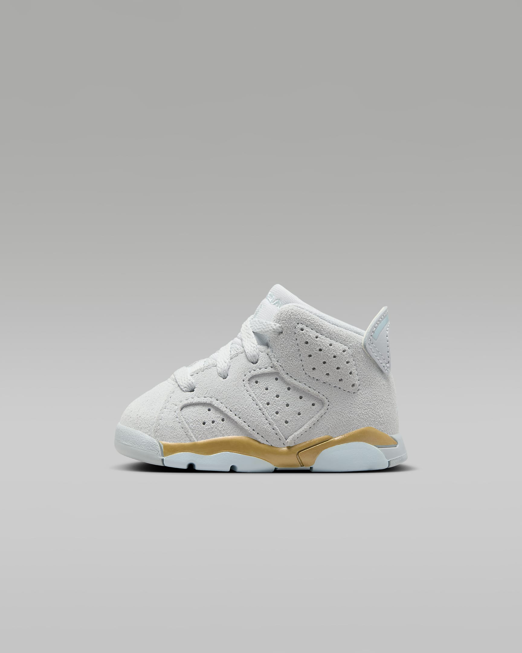 Tenis para bebé e infantil Jordan 6 Retro "Pearl" - Platino puro/Oro metalizado/Leche de coco/Azul glacial