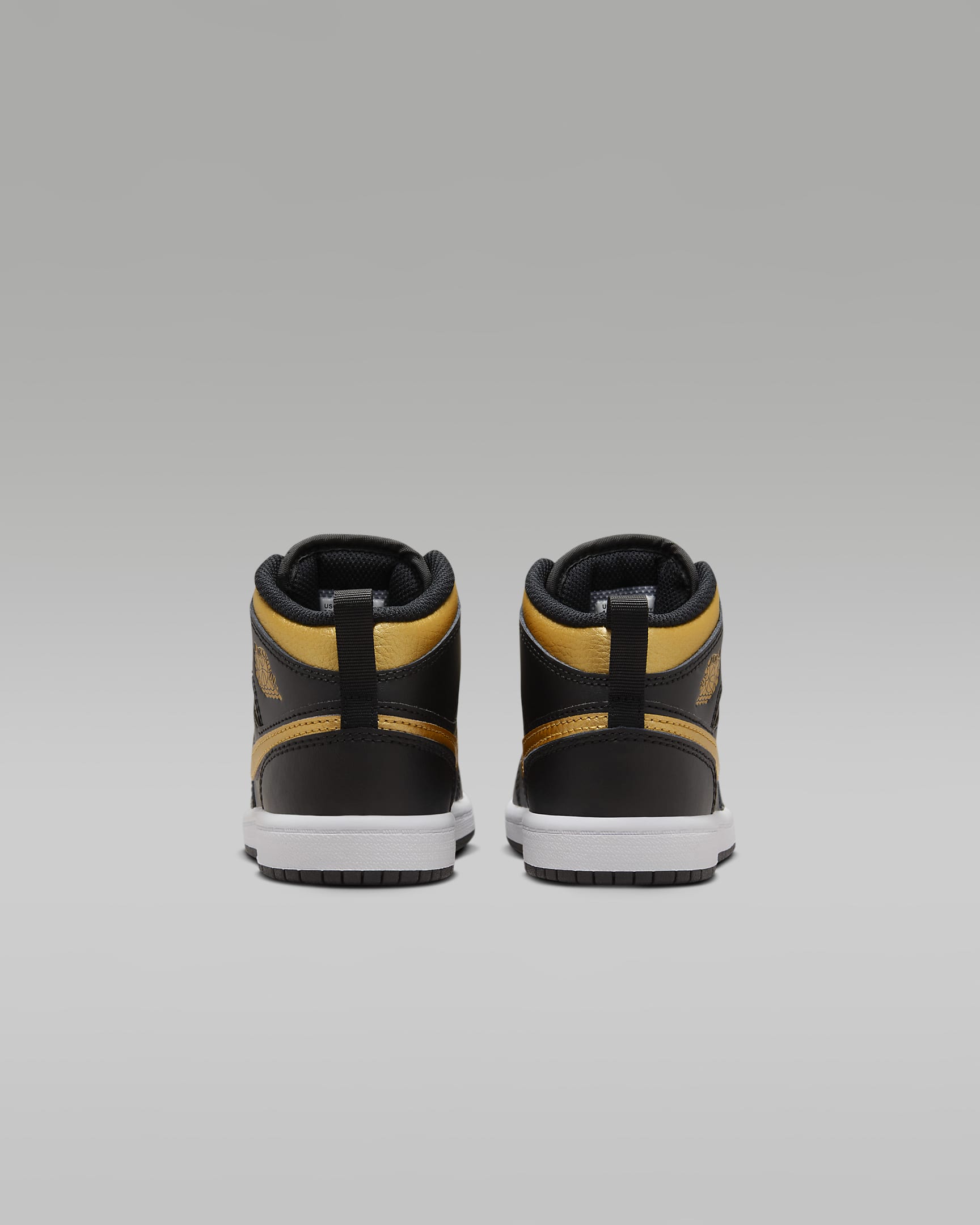 Jordan 1 Mid cipő gyerekeknek - Fekete/Fehér/Metallic Gold