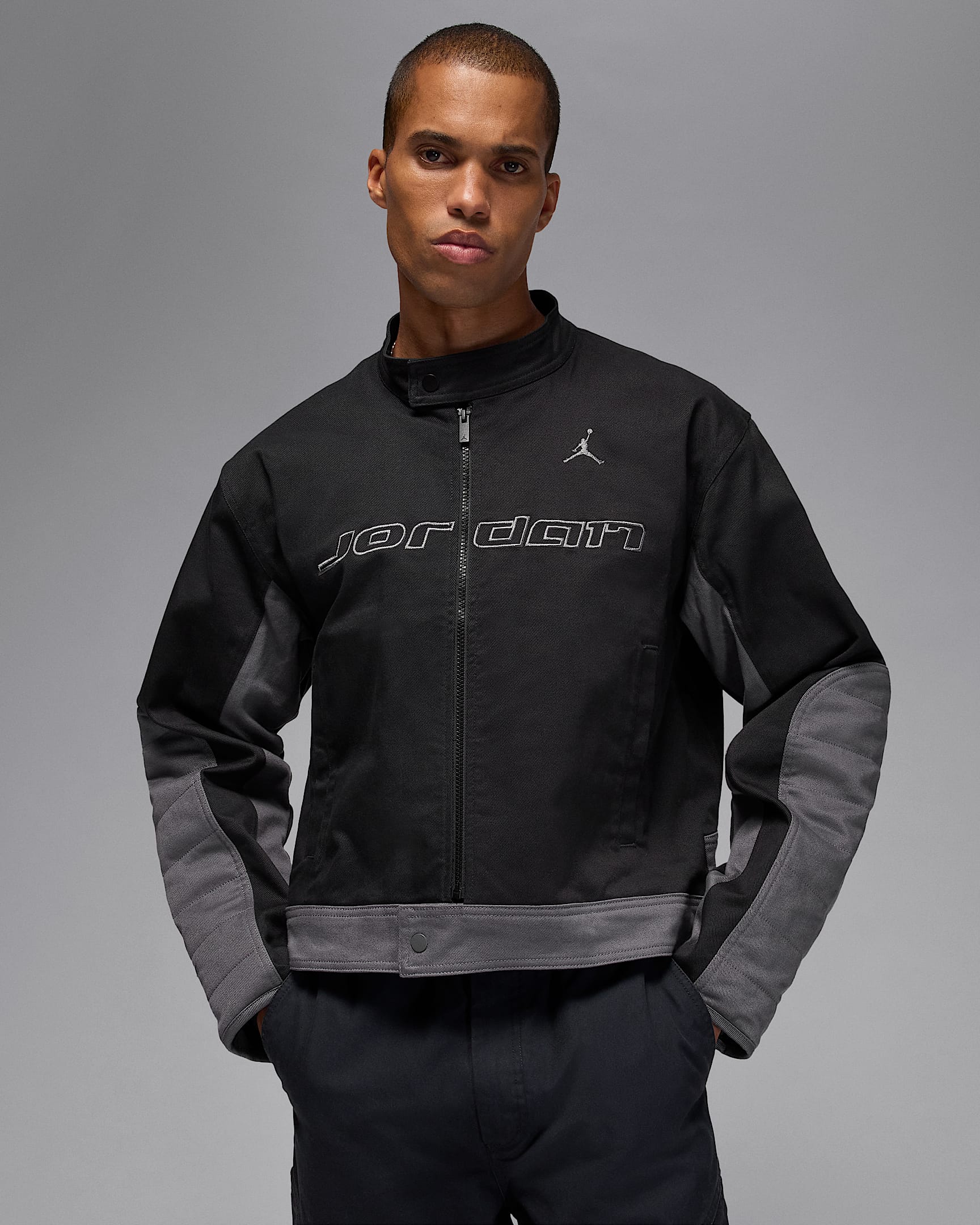 Jordan Brooklyn Men's Motorsport Jacket - Black/Iron Grey/Iron Grey