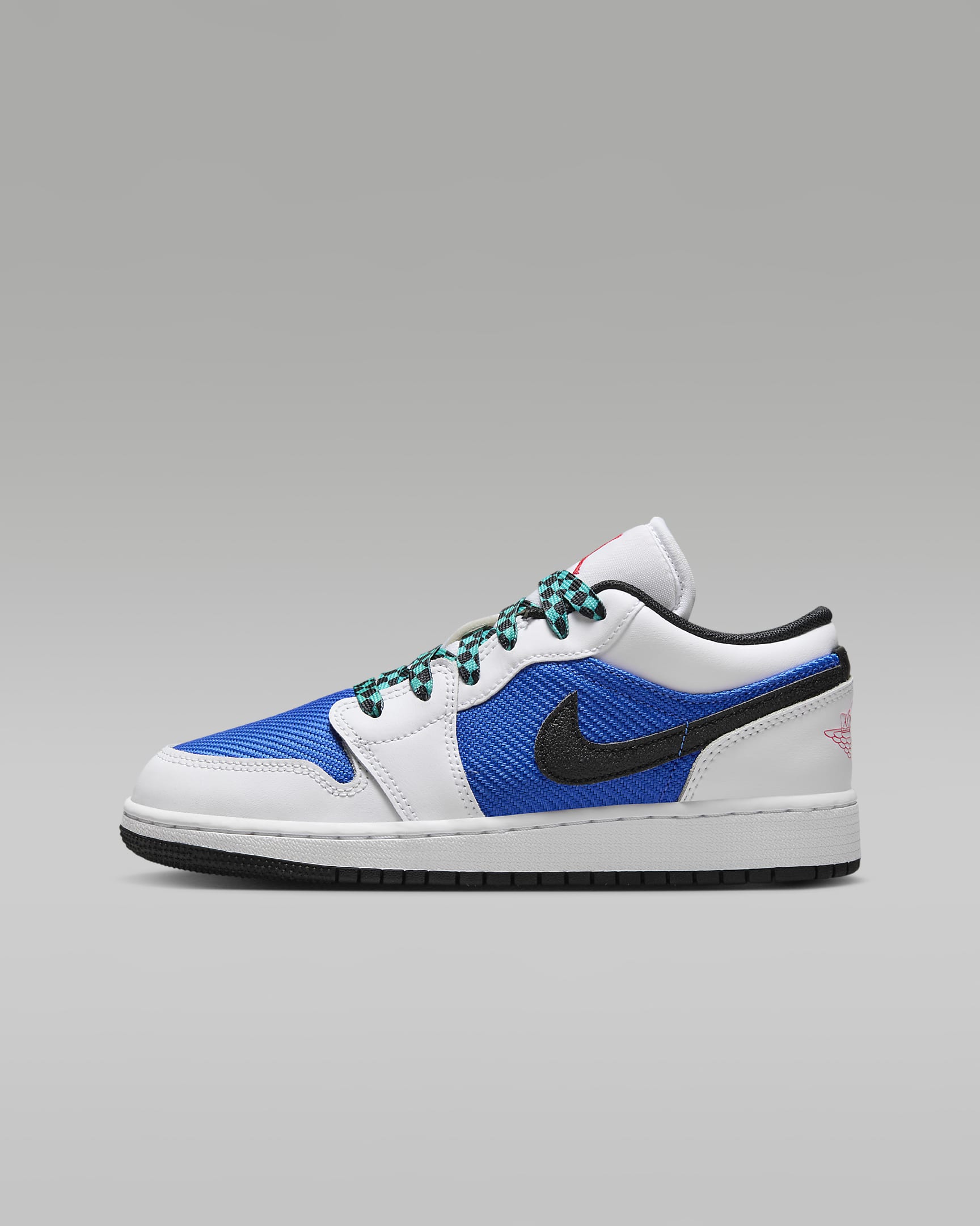 Tenis para niños grandes Air Jordan 1 Low SE - Blanco/Hiperroyal/Hiperjade/Negro