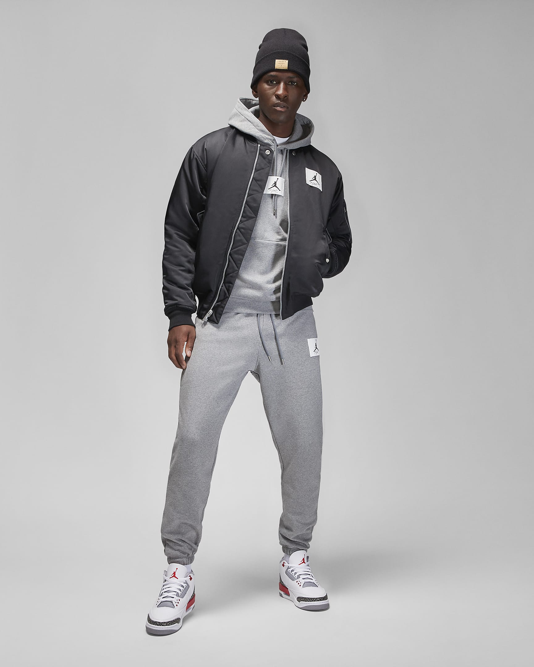 Jordan Flight Fleece Men's Pullover Hoodie - Carbon Heather/Sail