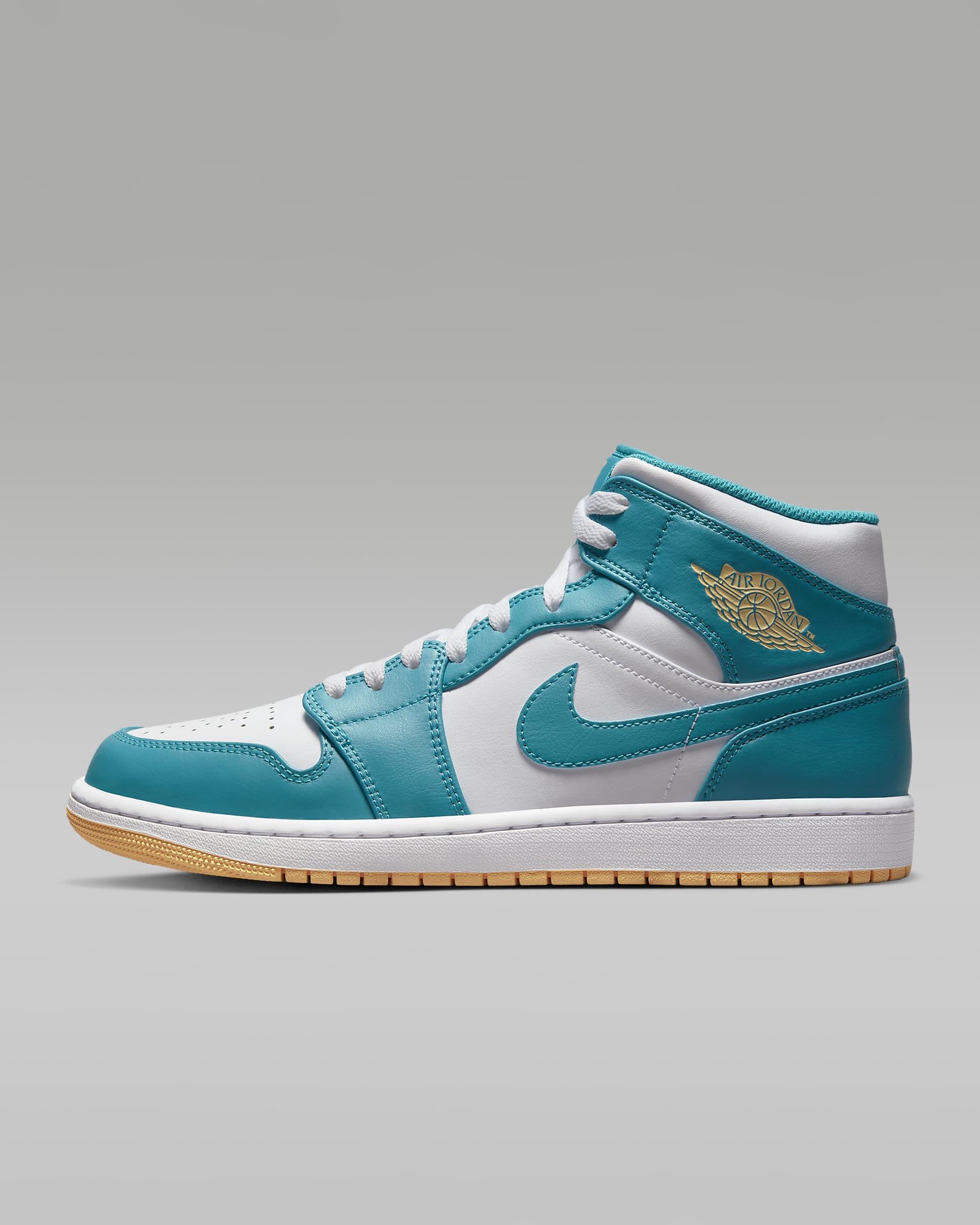 Air Jordan 1 Mid Men's Shoes - Aquatone/White/Celestial Gold