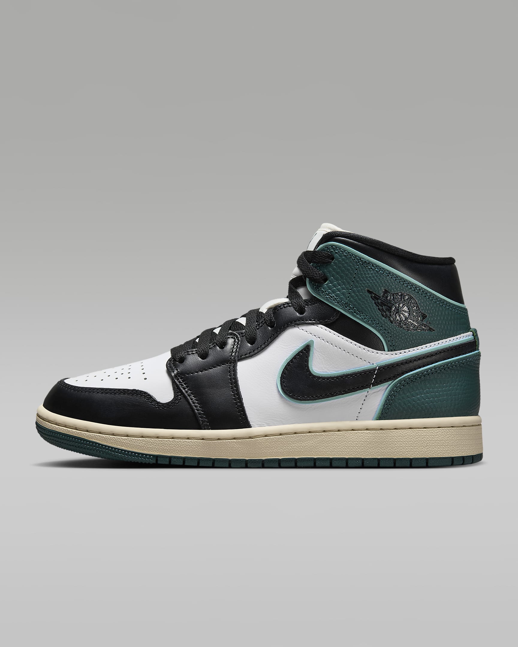 Air Jordan 1 Mid SE Women's Shoes - White/Light Dew/Oxidised Green/Black