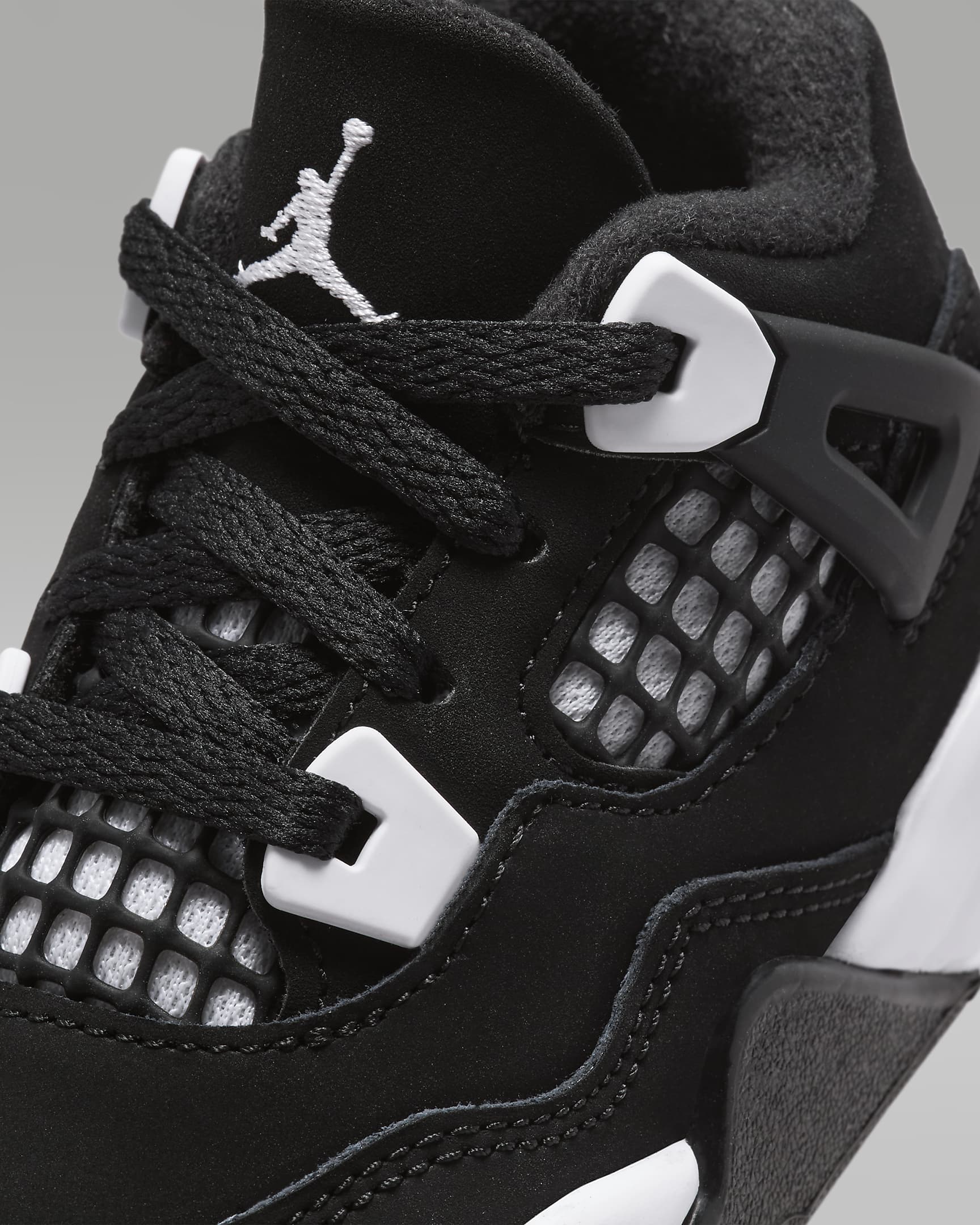 Jordan 4 Retro 'White Thunder' Baby/Toddler Shoes - Black/Black/White