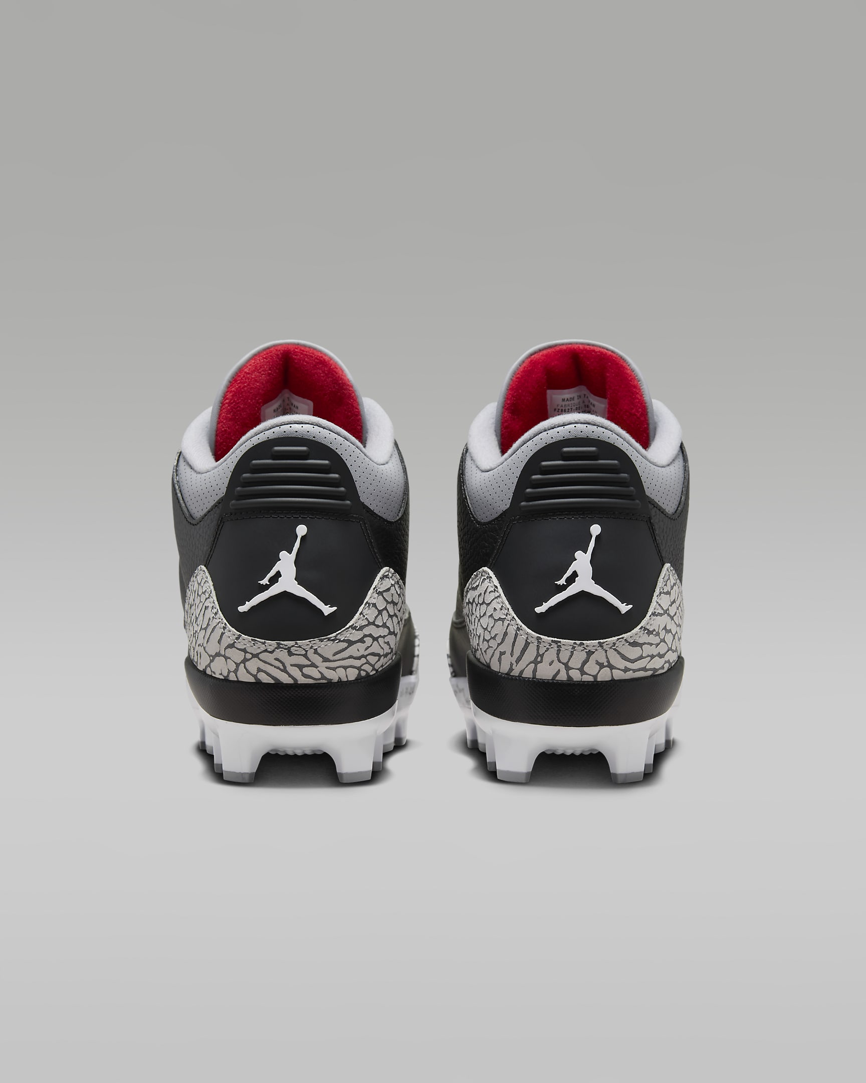 Jordan 3 Retro MCS Men's Baseball Cleats - Black/Cement Grey/White/Fire Red