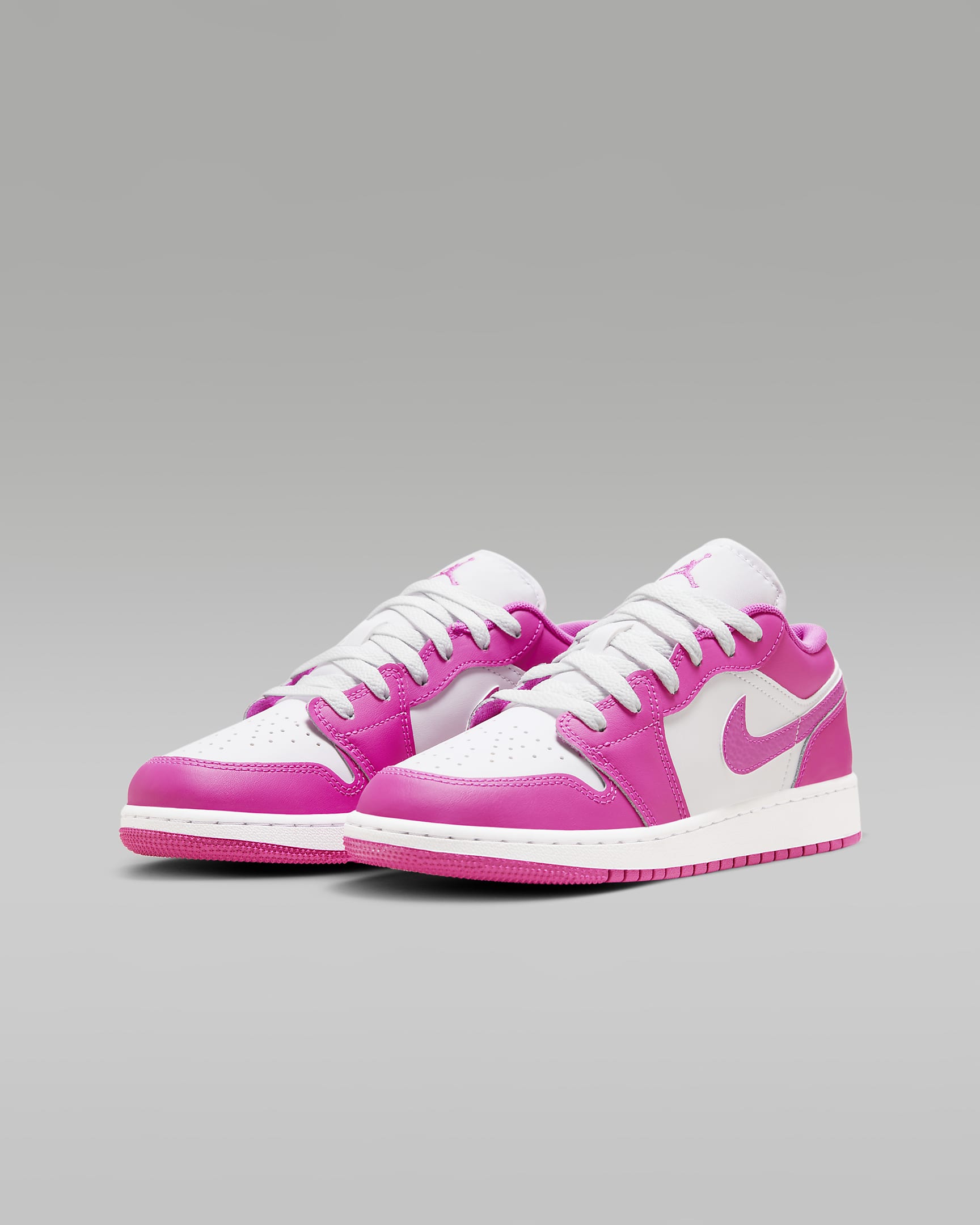 Air Jordan 1 Low Schuh für ältere Kinder - Fire Pink/Weiß/Iris Whisper