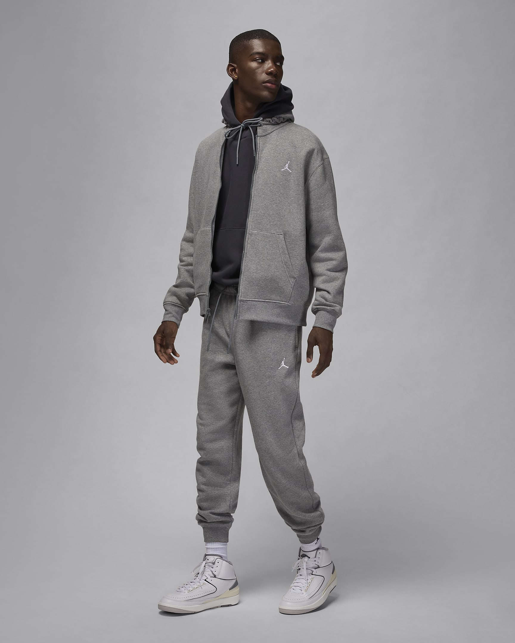 Pantalon en tissu Fleece Jordan Brooklyn pour homme - Carbon Heather/Blanc