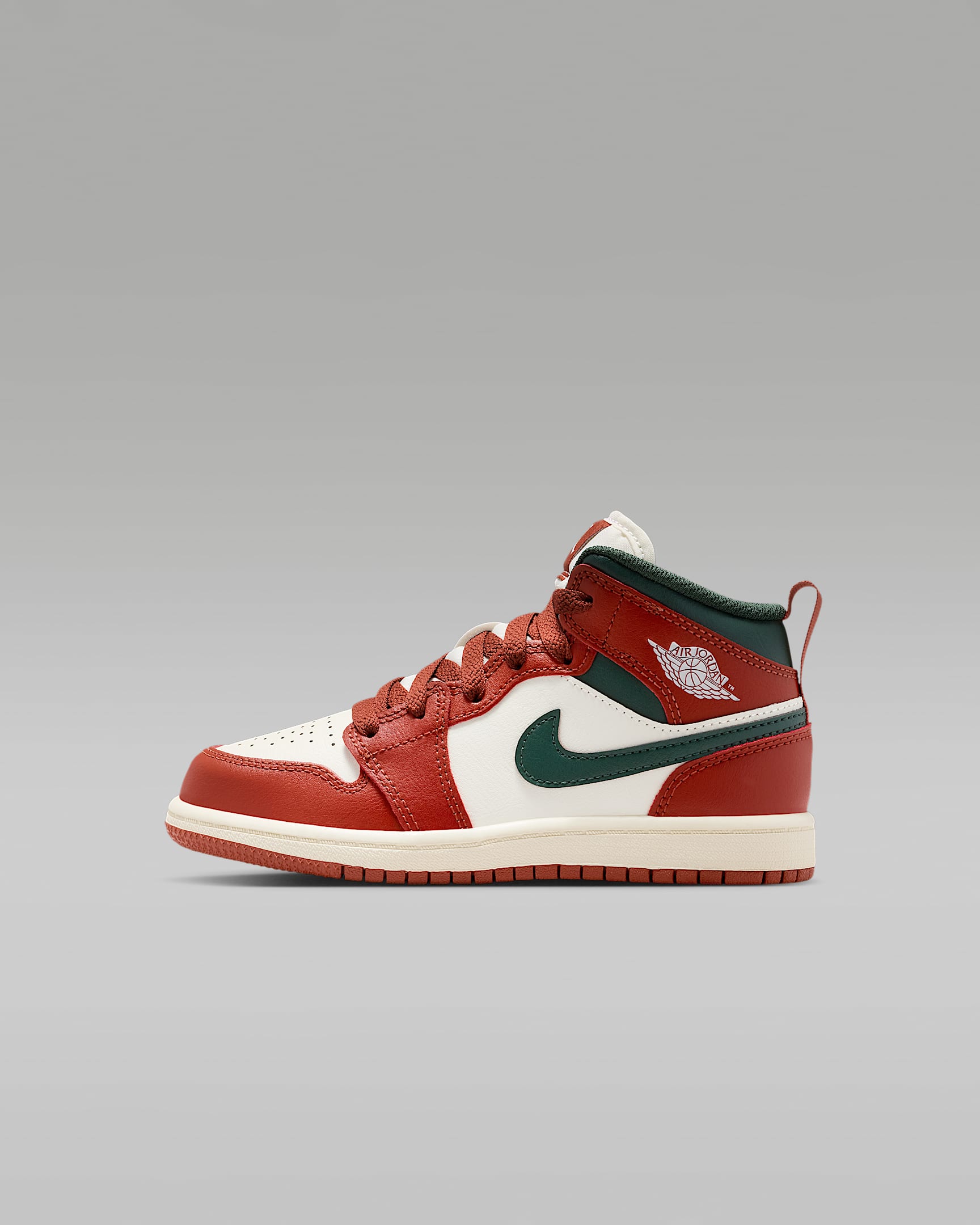 Jordan 1 Mid-sko til mindre børn - Sail/Pure Platinum/Redstone/Midnight Green