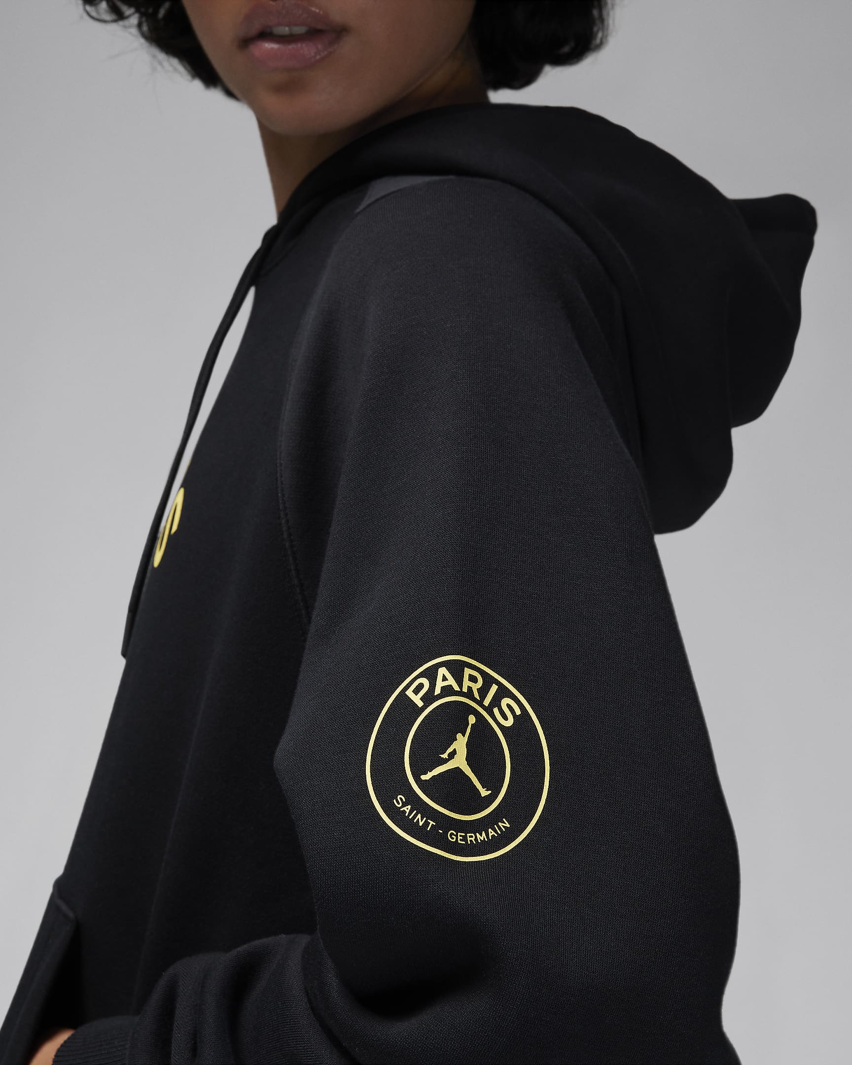 Felpa pullover da calcio con cappuccio Jordan Paris Saint-Germain Brooklyn Fleece – Donna - Nero/Antracite