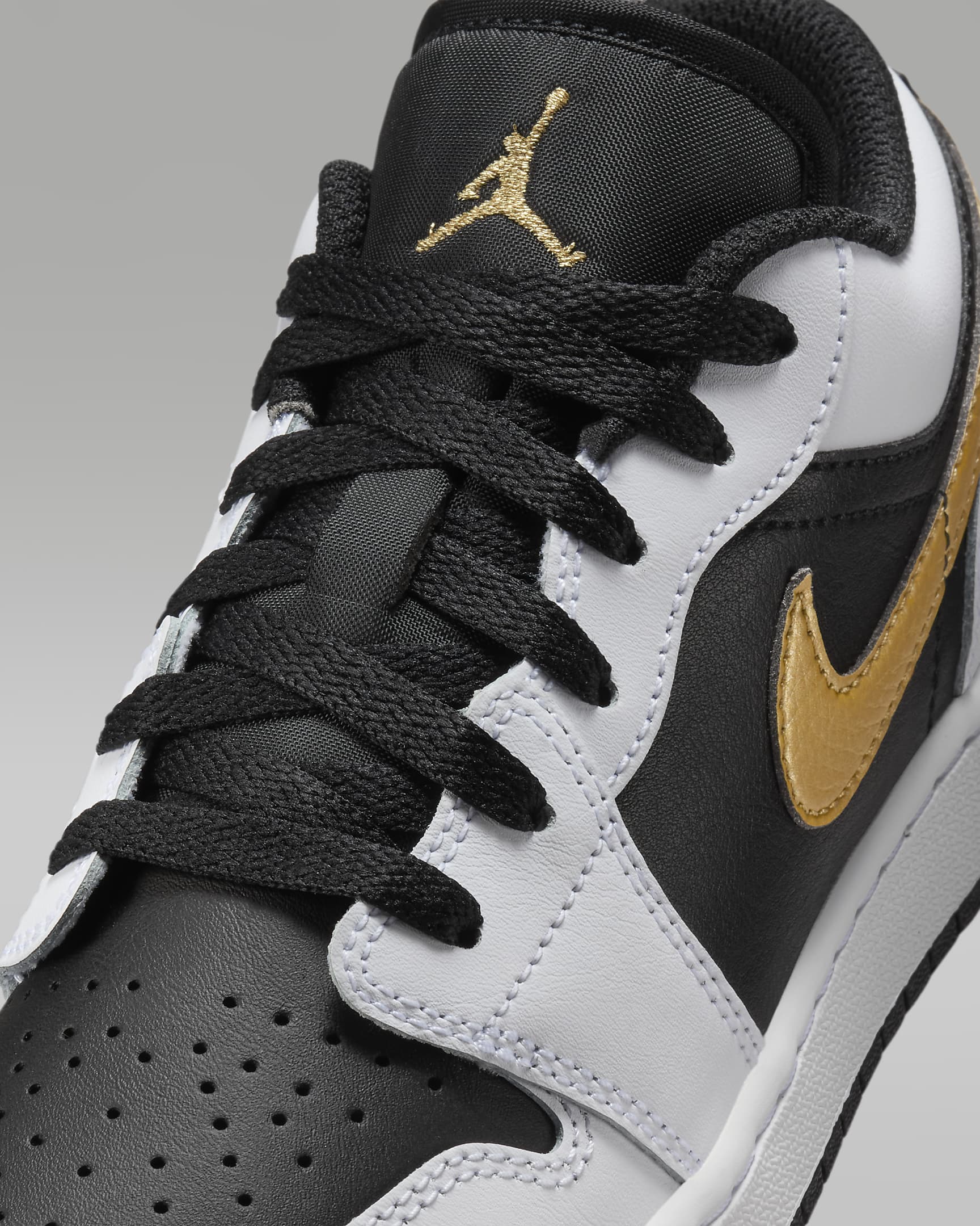 Air Jordan 1 Low Older Kids' Shoes - White/Black/Metallic Gold