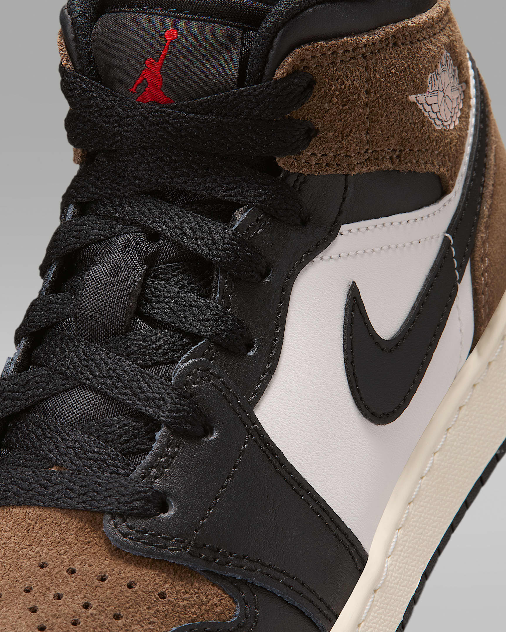 Air Jordan 1 Mid Big Kids' Shoes - Black/Palomino/University Red/Phantom
