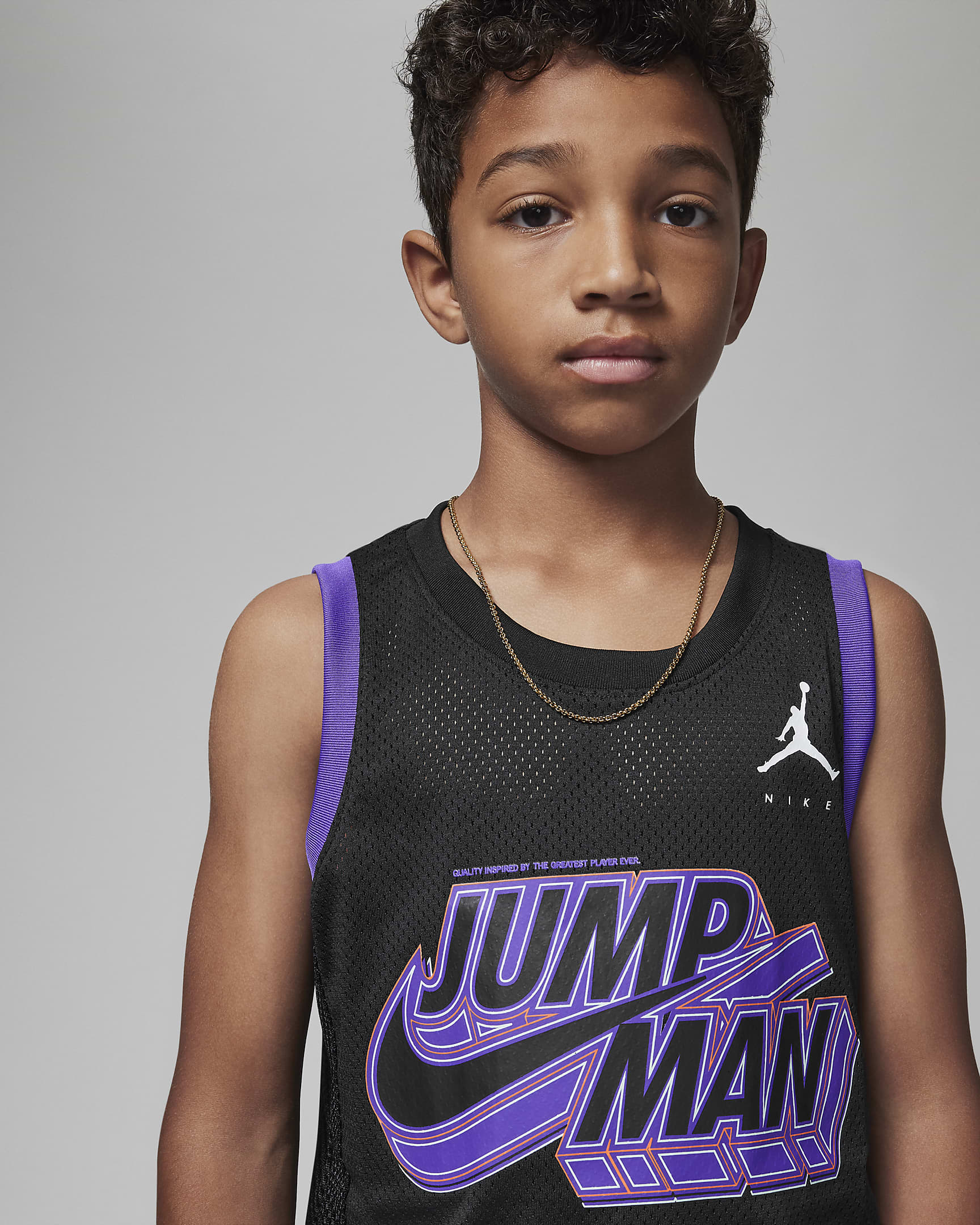 Jordan Jumpman x Nike Stacked Jersey Older Kids' Top. Nike LU