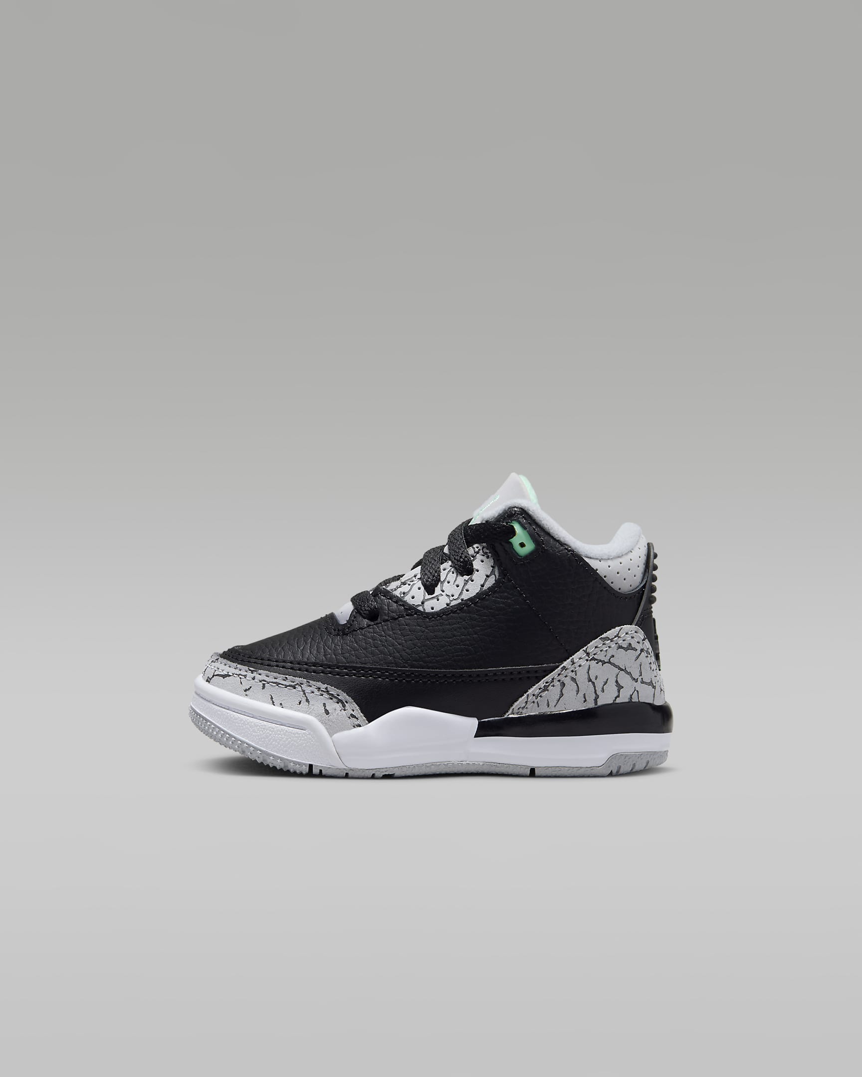 รองเท้าทารก/เด็กวัยหัดเดิน Jordan 3 Retro "Green Glow" - ดำ/Wolf Grey/ขาว/Green Glow