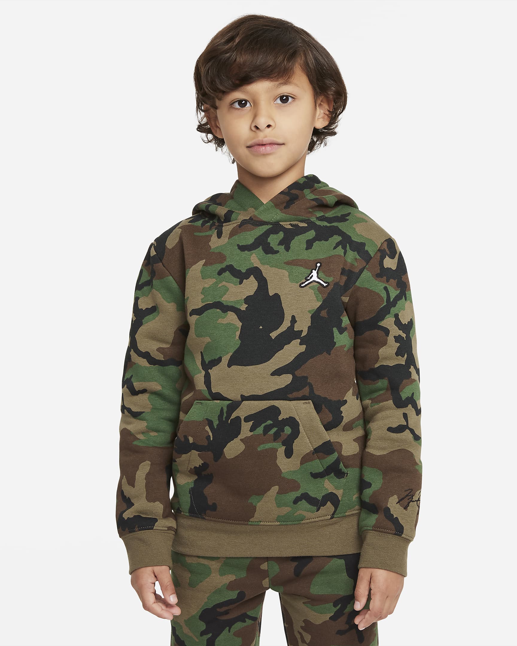 Jordan Younger Kids' Pullover Hoodie - Camo Green